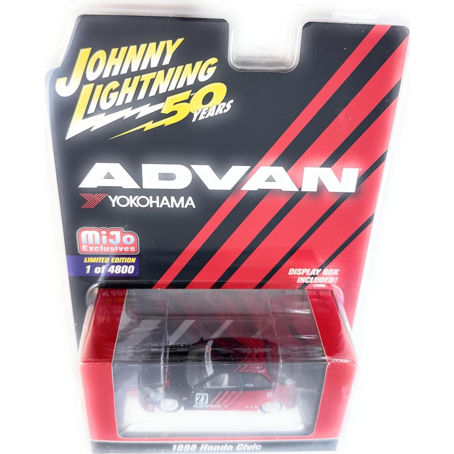 Modelo de Coche Johnny Lightning Honda Civic 1998 1:64 Rojo