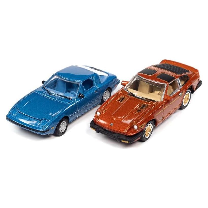 Conjunto 2 Coches Diecast 1/64 Johnny Lightning RX-7 y Datsun