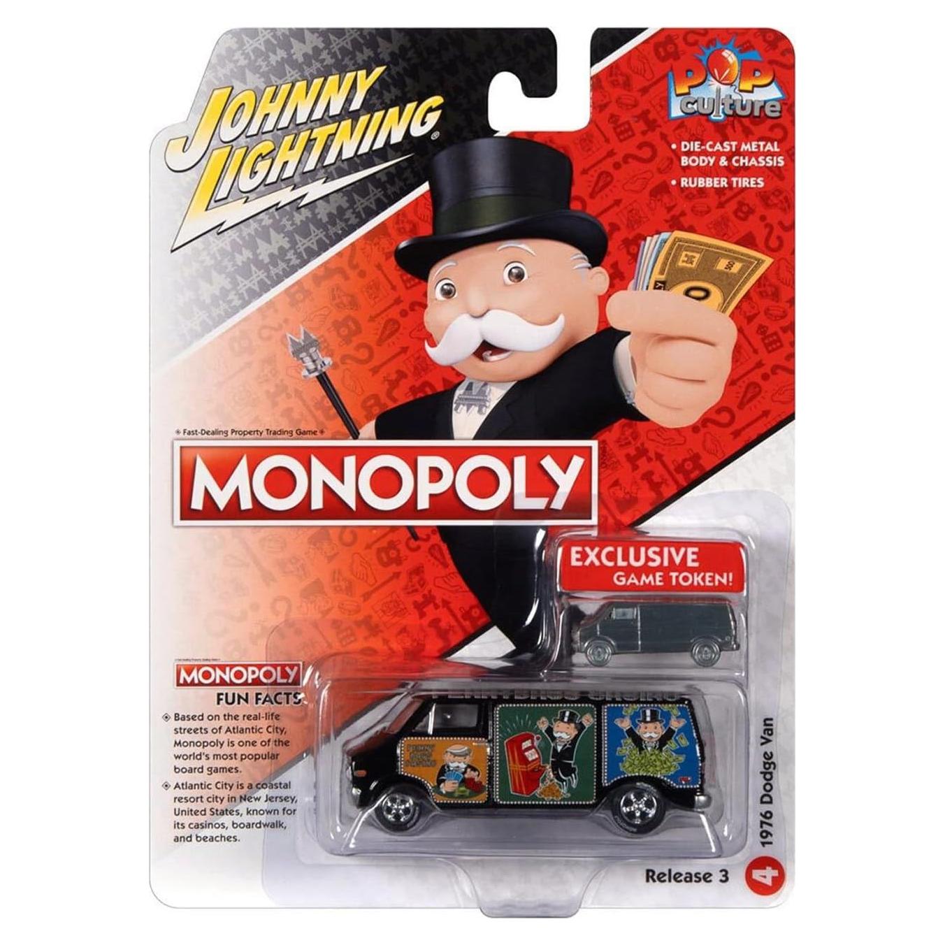 Auto de colección Johnny Lightning 1976 Dodge Van Monopoly