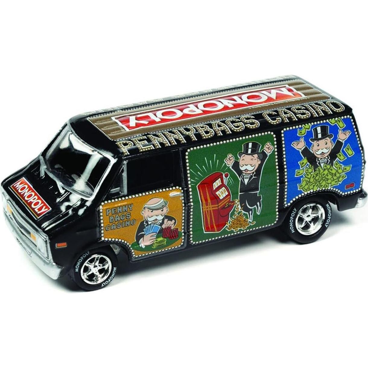 Auto de colección Johnny Lightning 1976 Dodge Van Monopoly