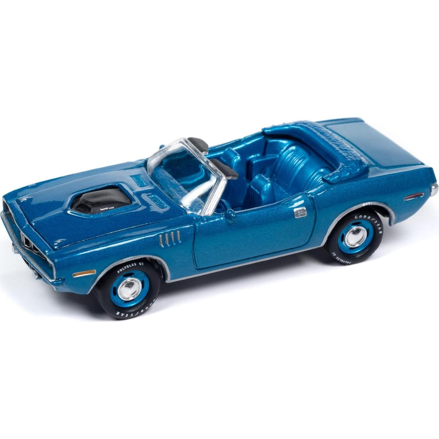 Coche Diecast Johnny Lightning 1971 Plymouth Barracuda Azul