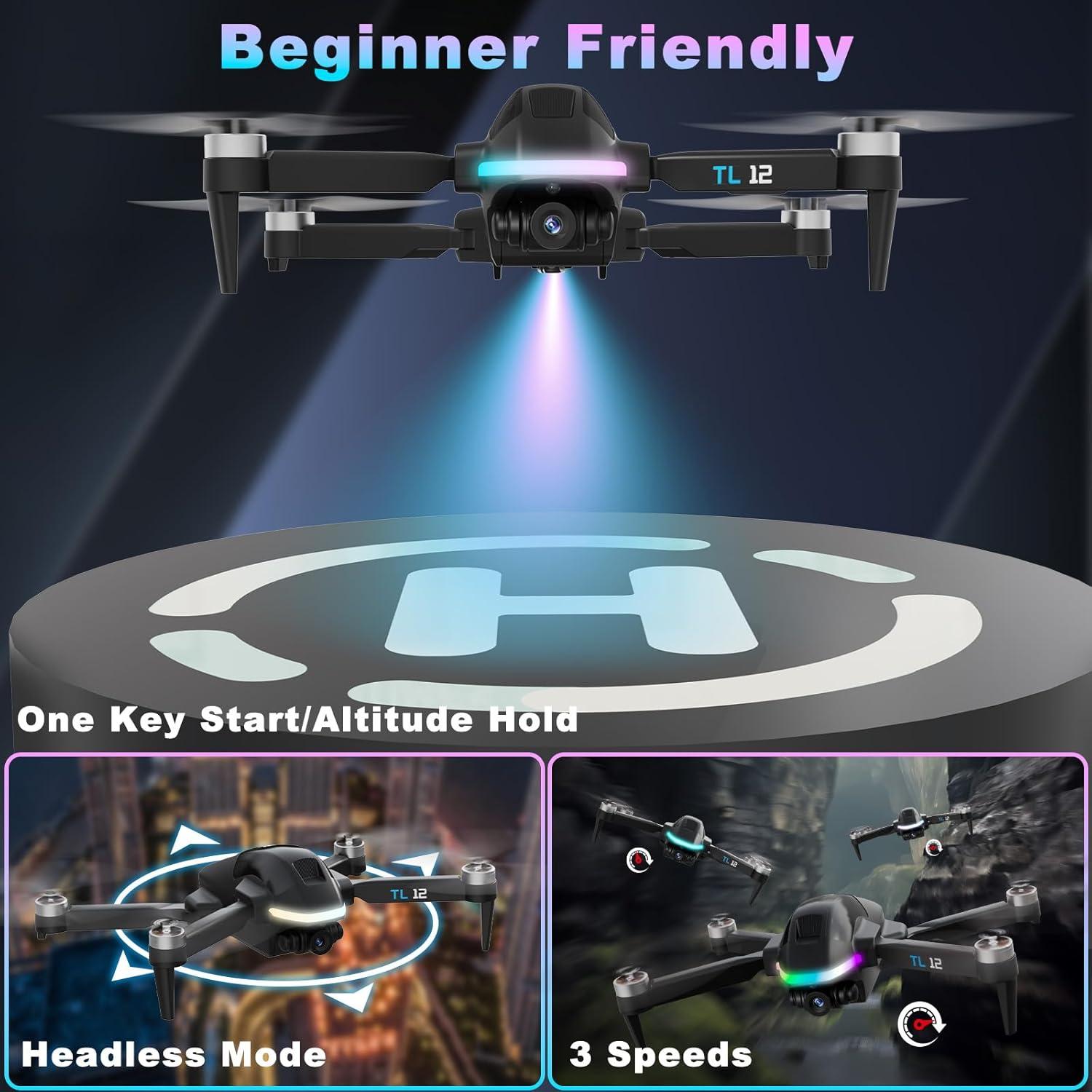 Dron Tolatoyus TL12 con Cámara 1080P y Luces RGB