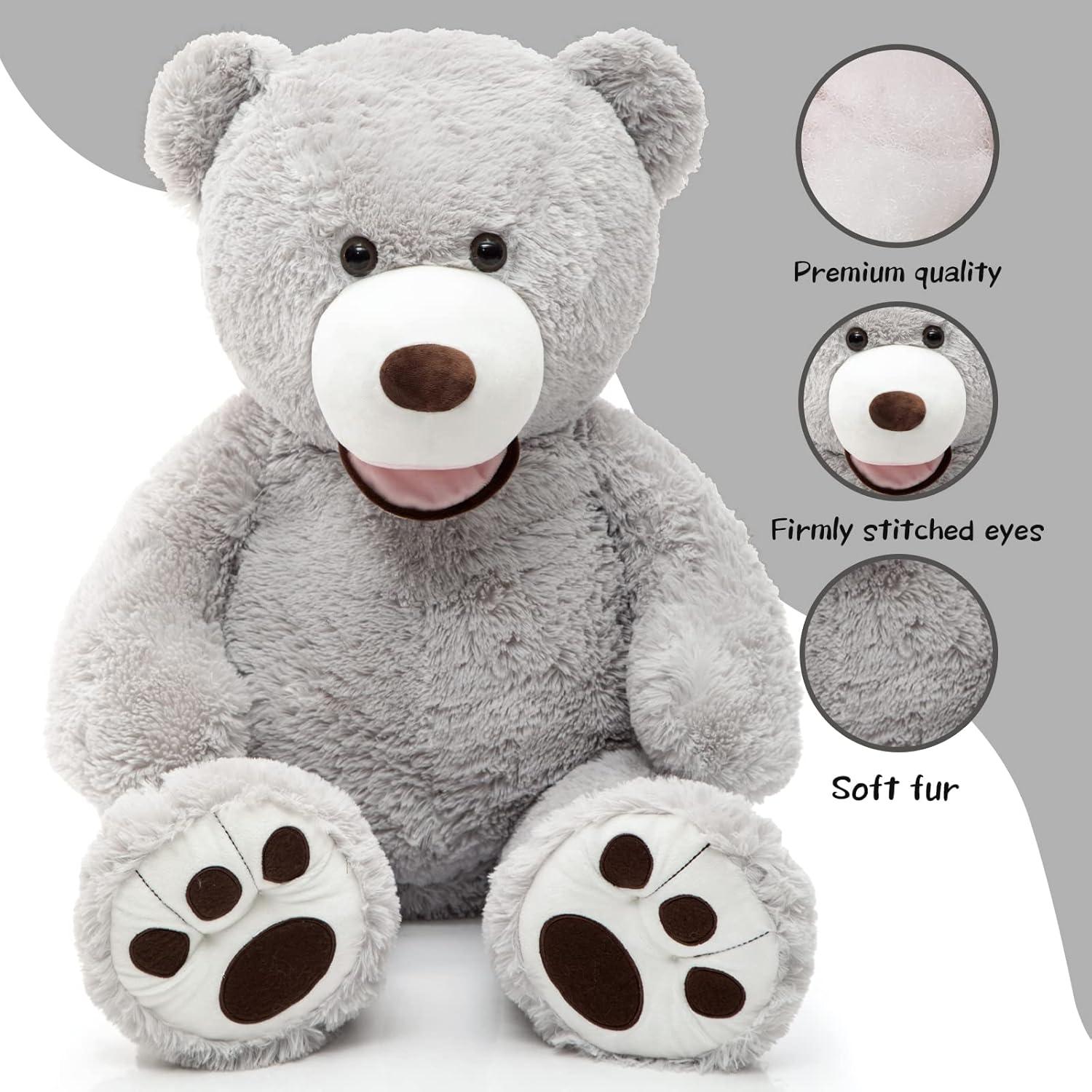 Oso de Peluche Gigante MorisMos Gris 99 cm Suave y Esponjoso