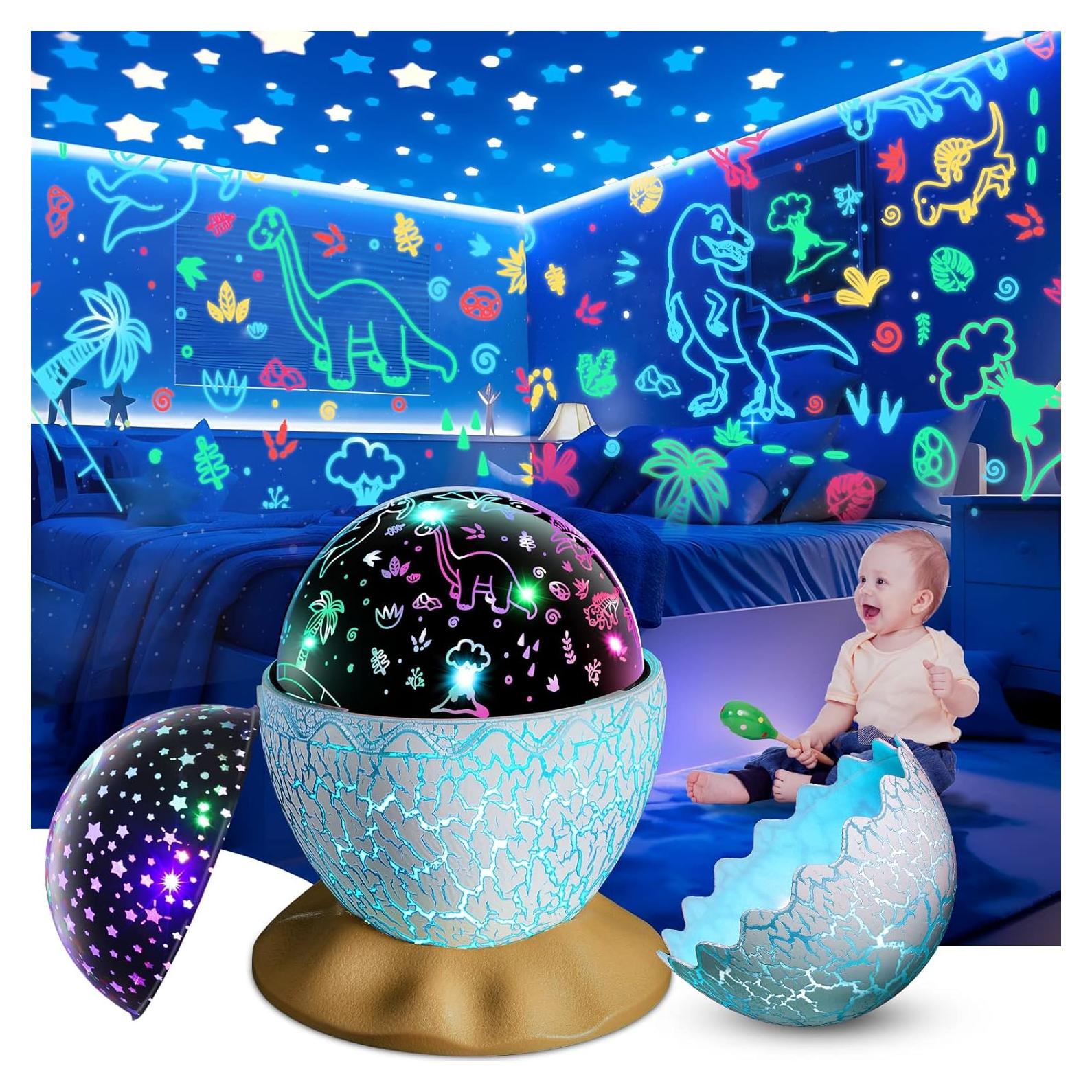 Luz Nocturna Proyector Dinosaurio y Estrellas Strawbetter