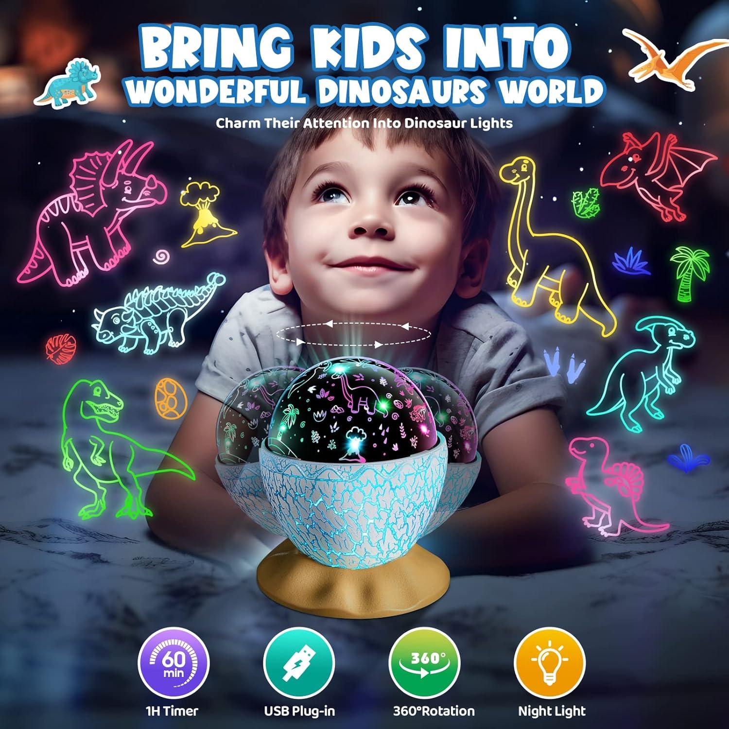 Luz Nocturna Proyector Dinosaurio y Estrellas Strawbetter