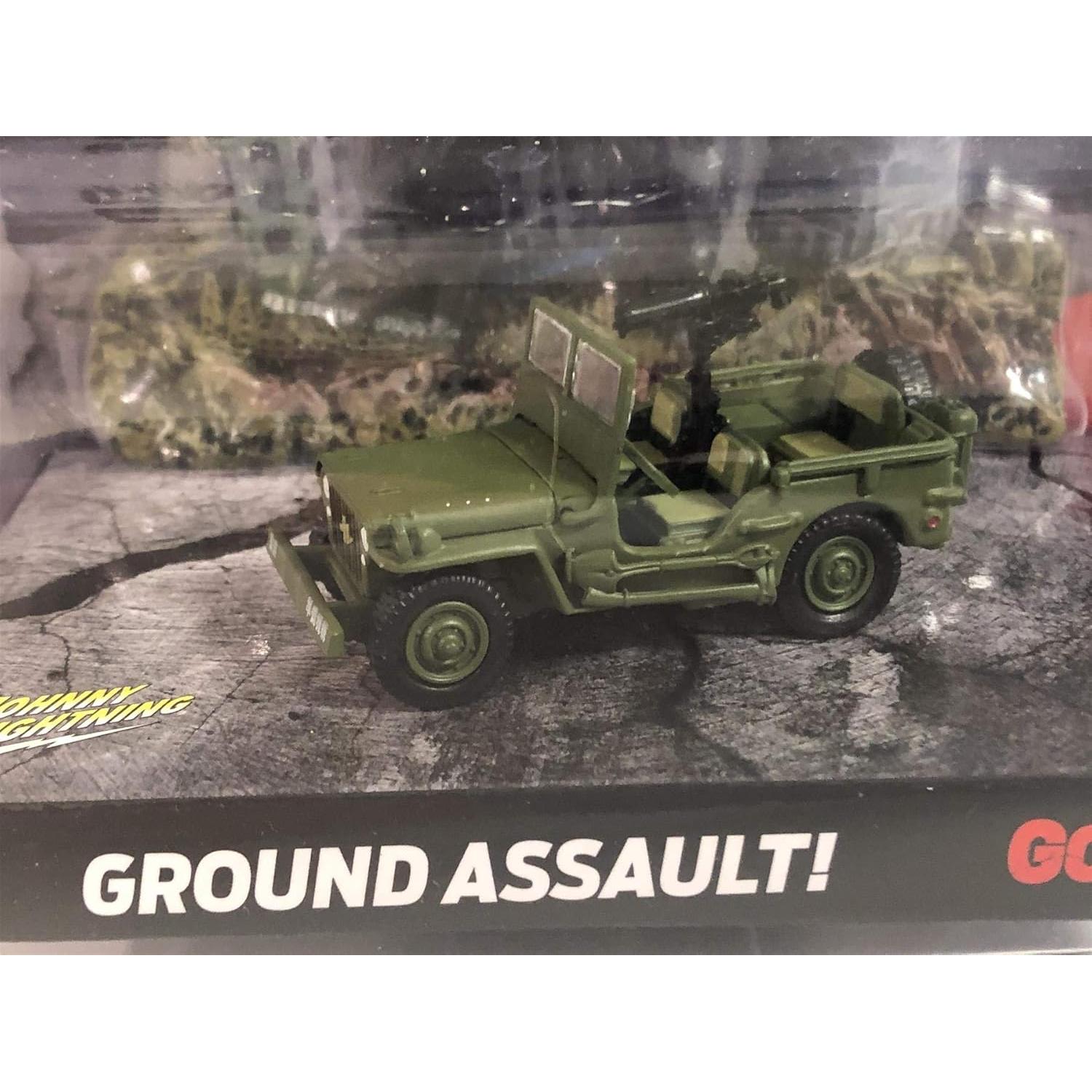 Coche Diecast 1:64 Johnny Lightning Willys MB Jeep Godzilla