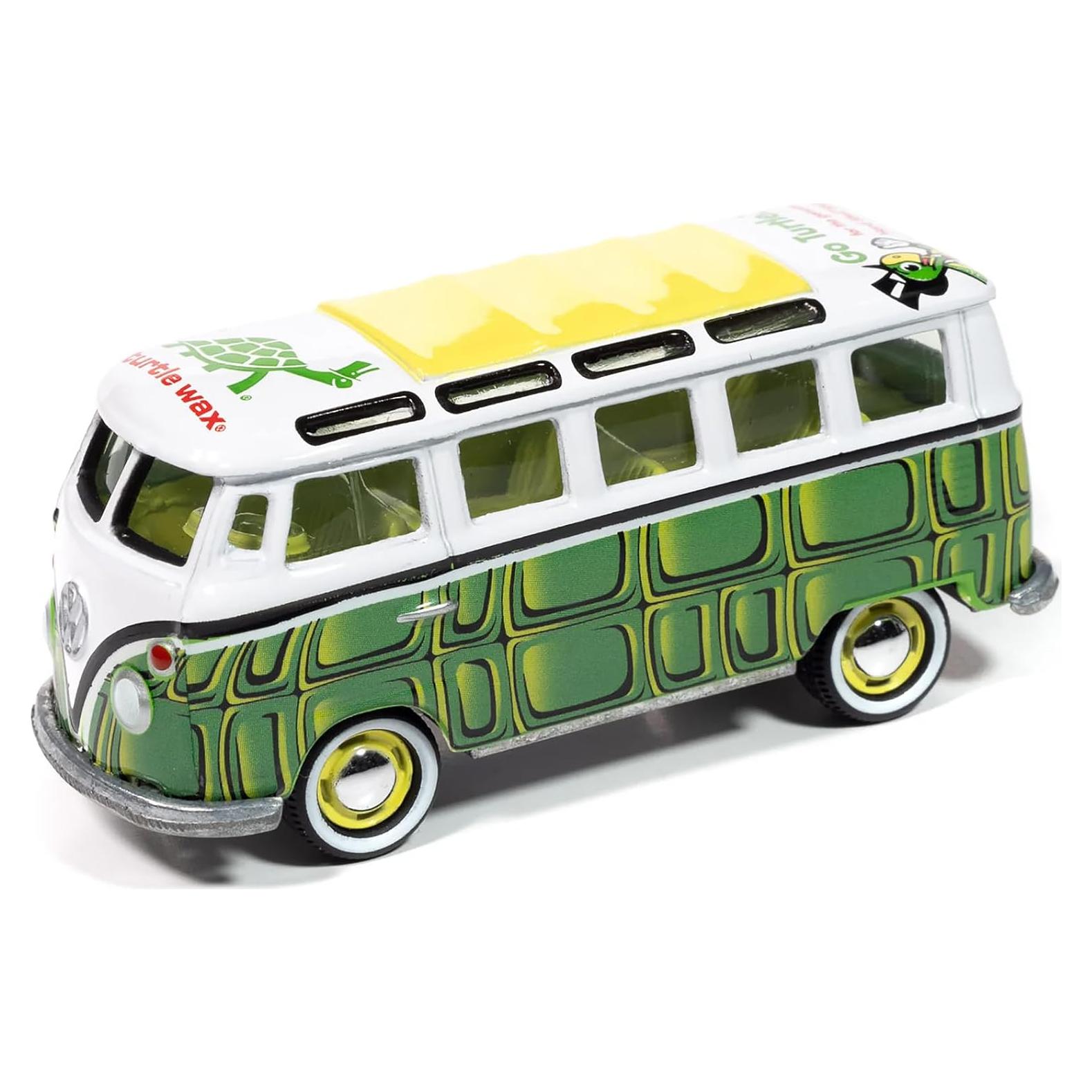 Coche Diecast Johnny Lightning 1965 Samba Bus Blanco Verde 1:64