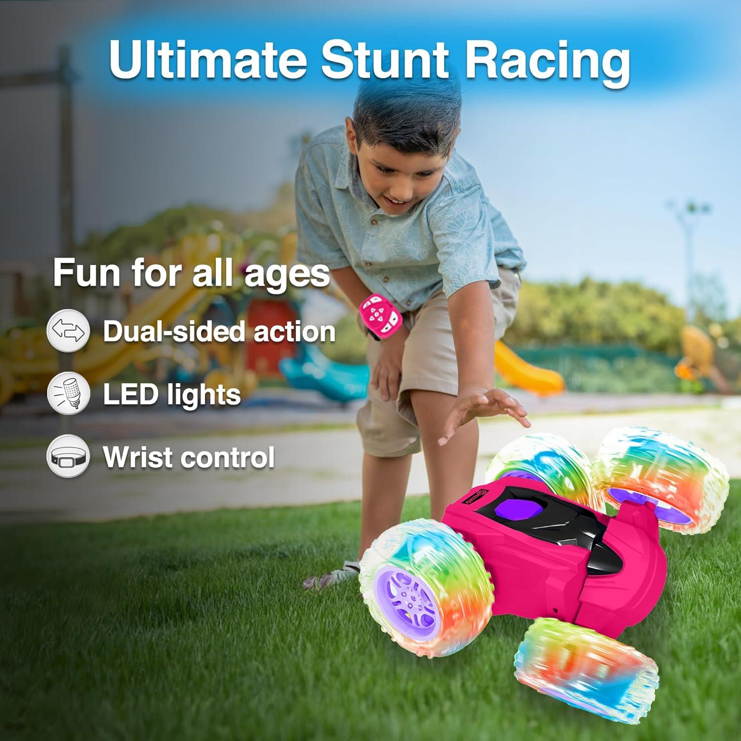 Coche RC Contixo Stunt 4WD Rosa 360° Acrobacias LED 4-12 años