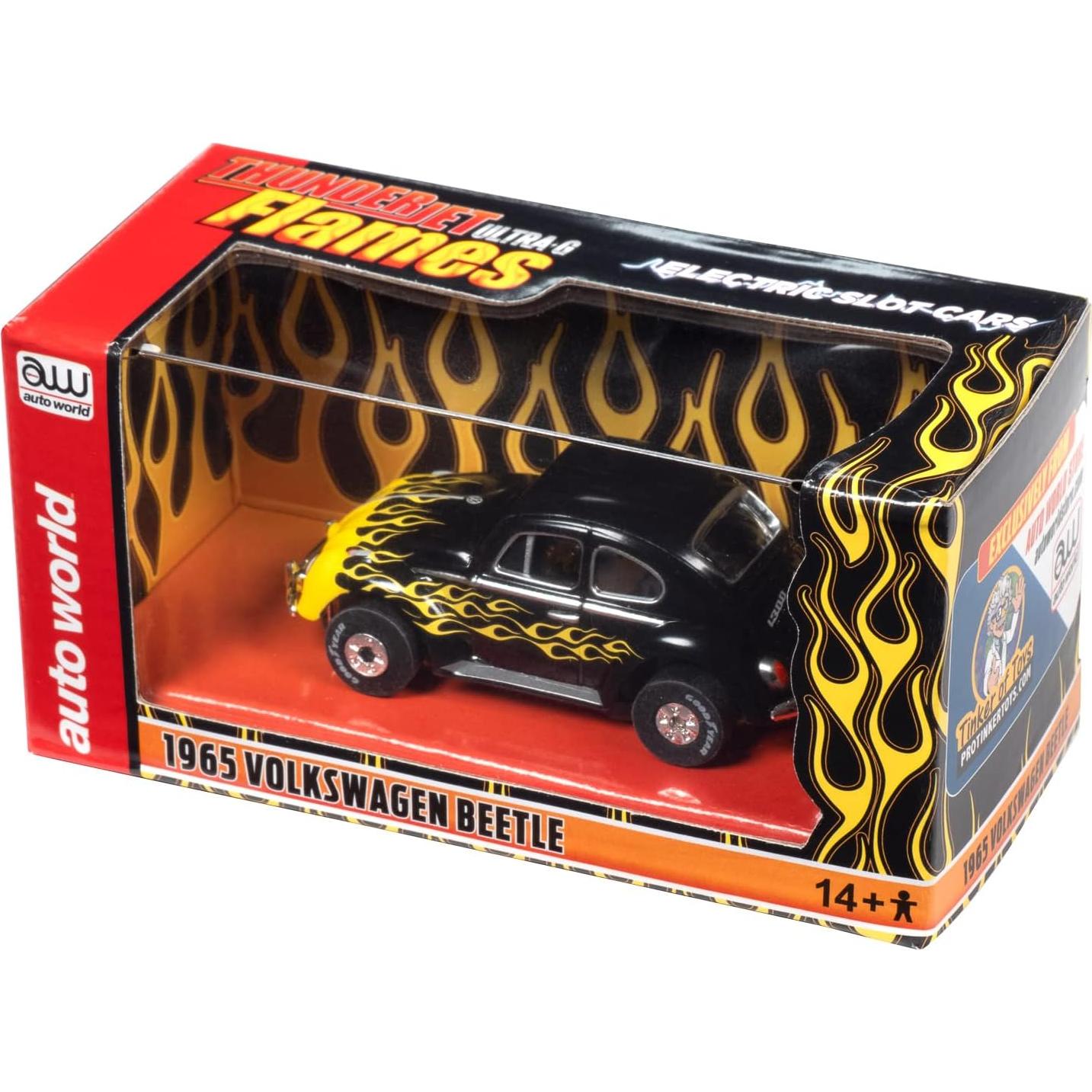 Auto World Thunderjet 1965 VW Beetle Negro con Llamas