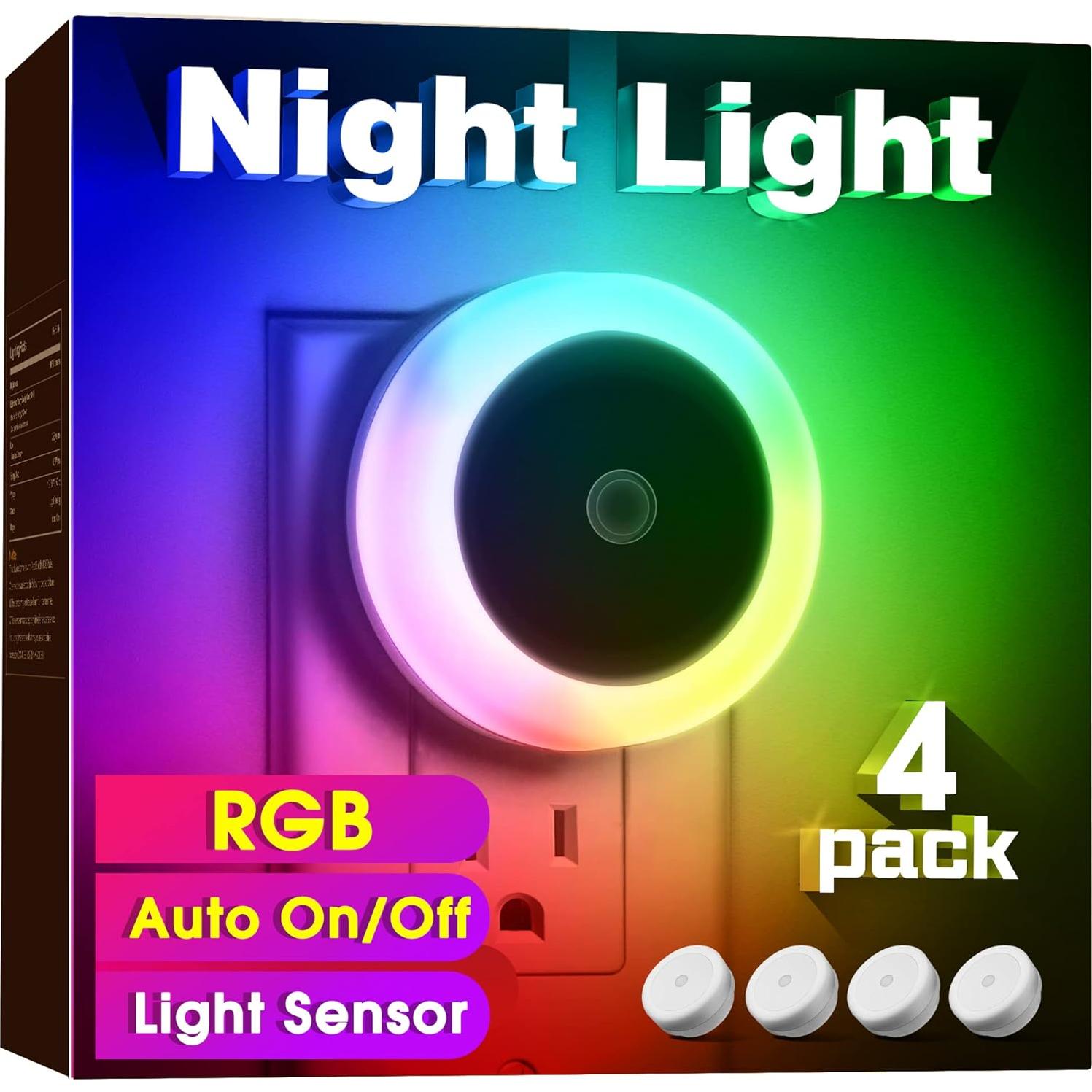 Luces Nocturnas RGB Briignite - Paquete de 4 con Sensor