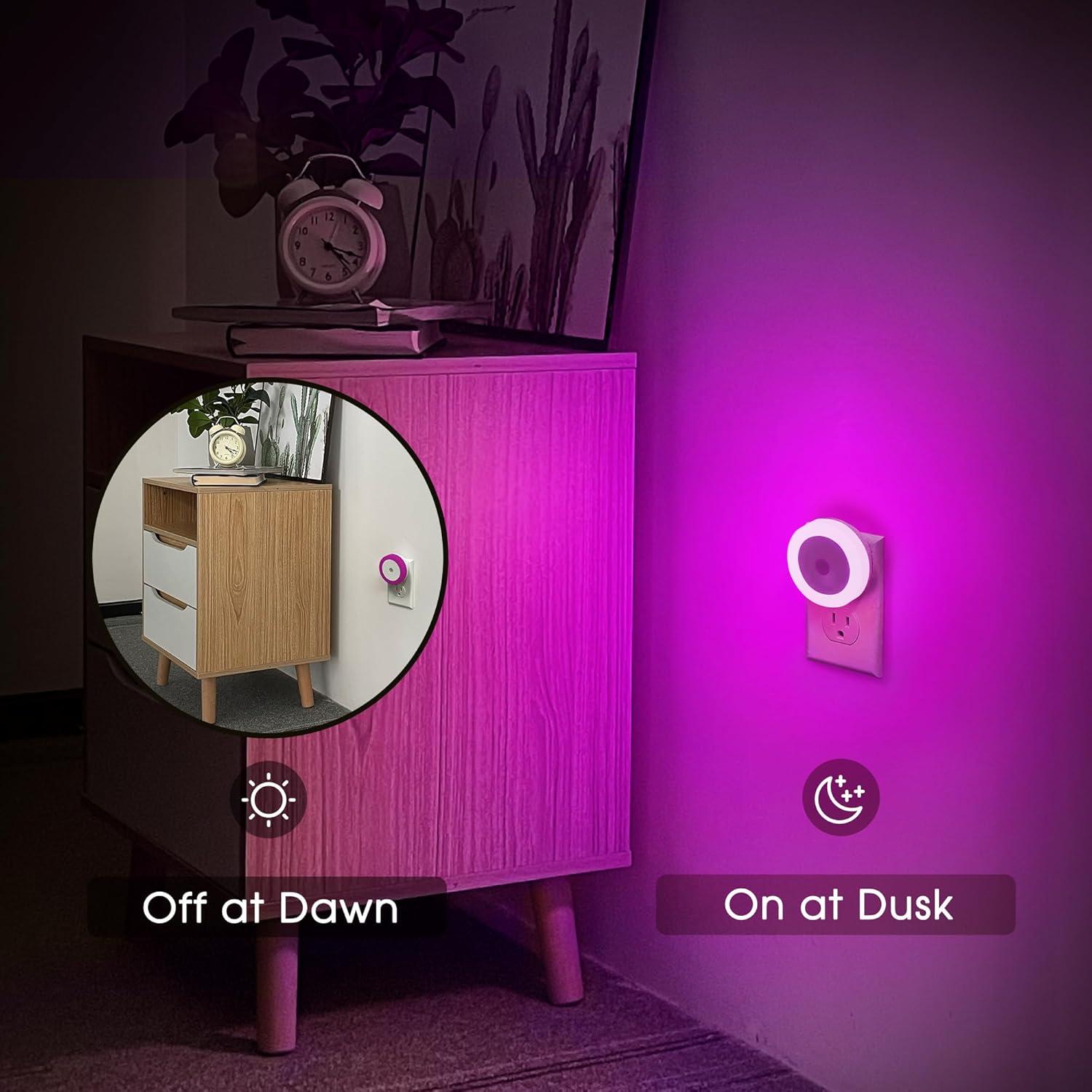 Luz Nocturna Morada Briignite 4 Pack con Sensor de Luz