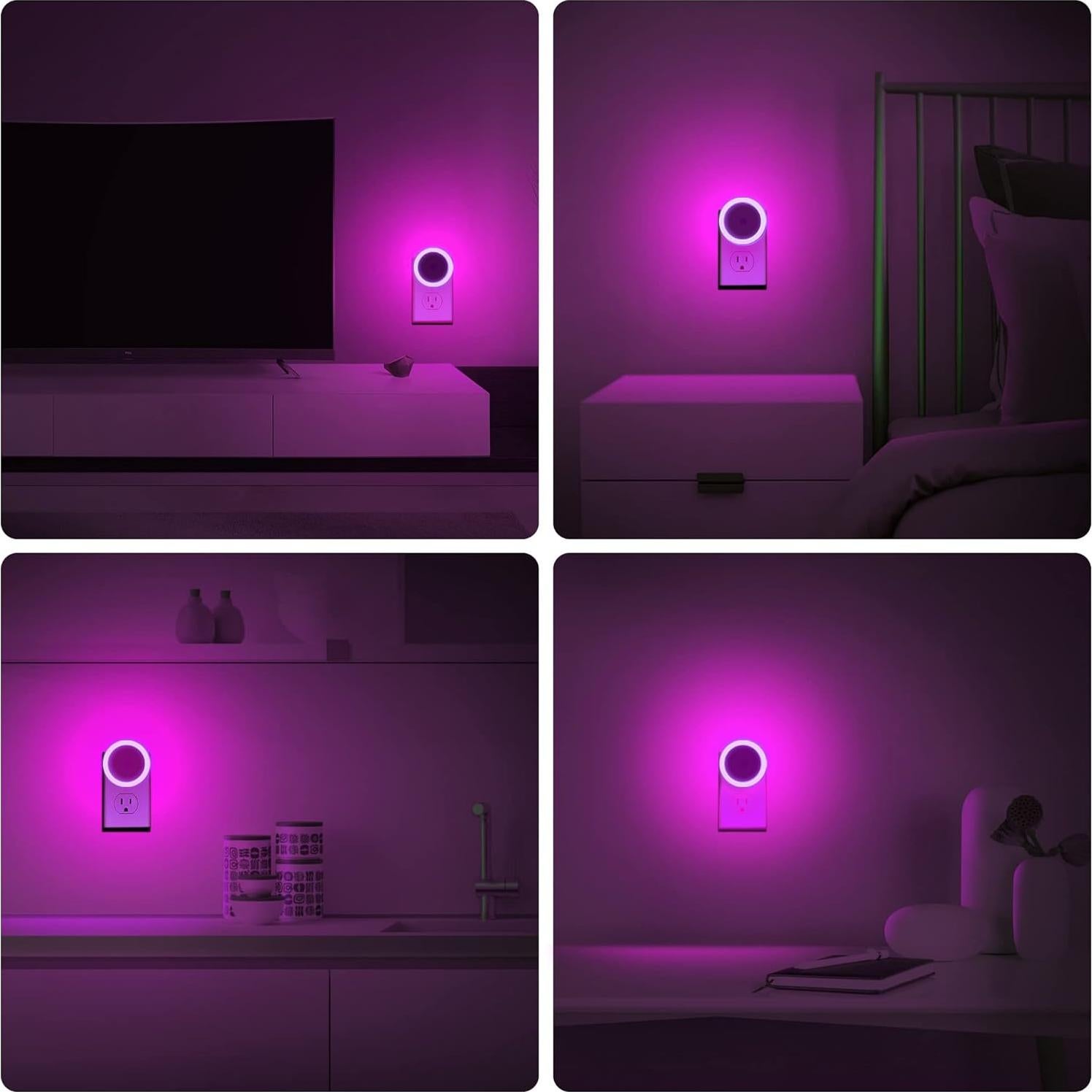 Luz Nocturna Morada Briignite 4 Pack con Sensor de Luz