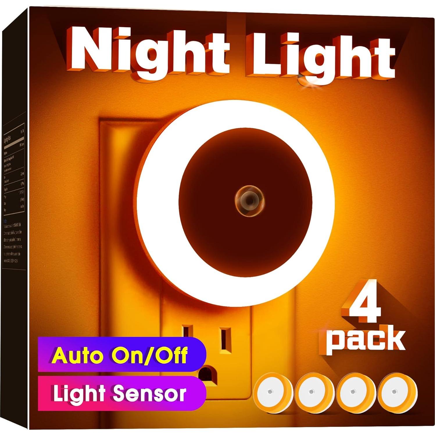 Luz Nocturna LED Briignite Ámbar Naranja, 4 Piezas, 0.6W