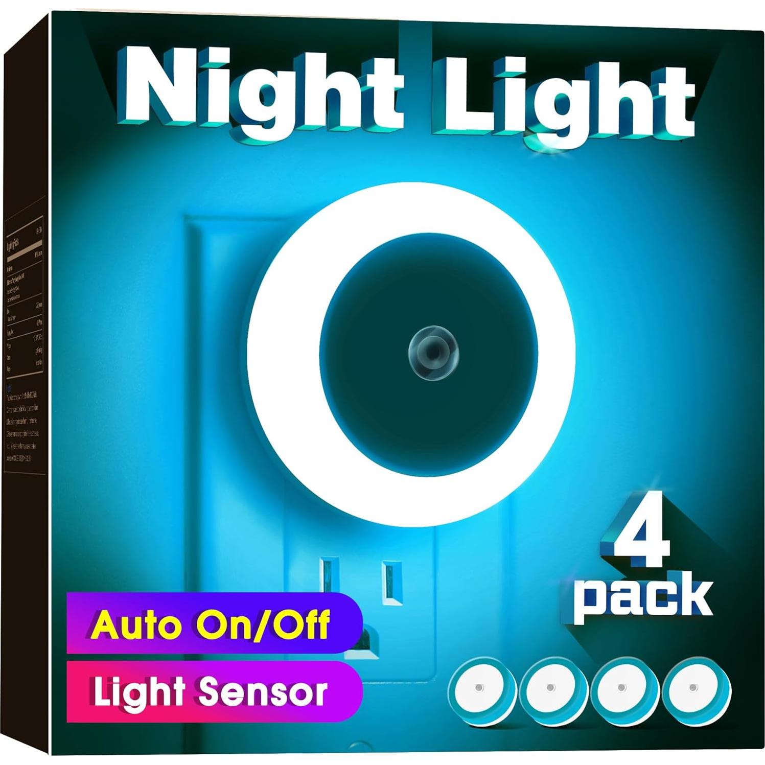 Luces Nocturnas LED Briignite Azul Cielo 4 Pack con Sensor