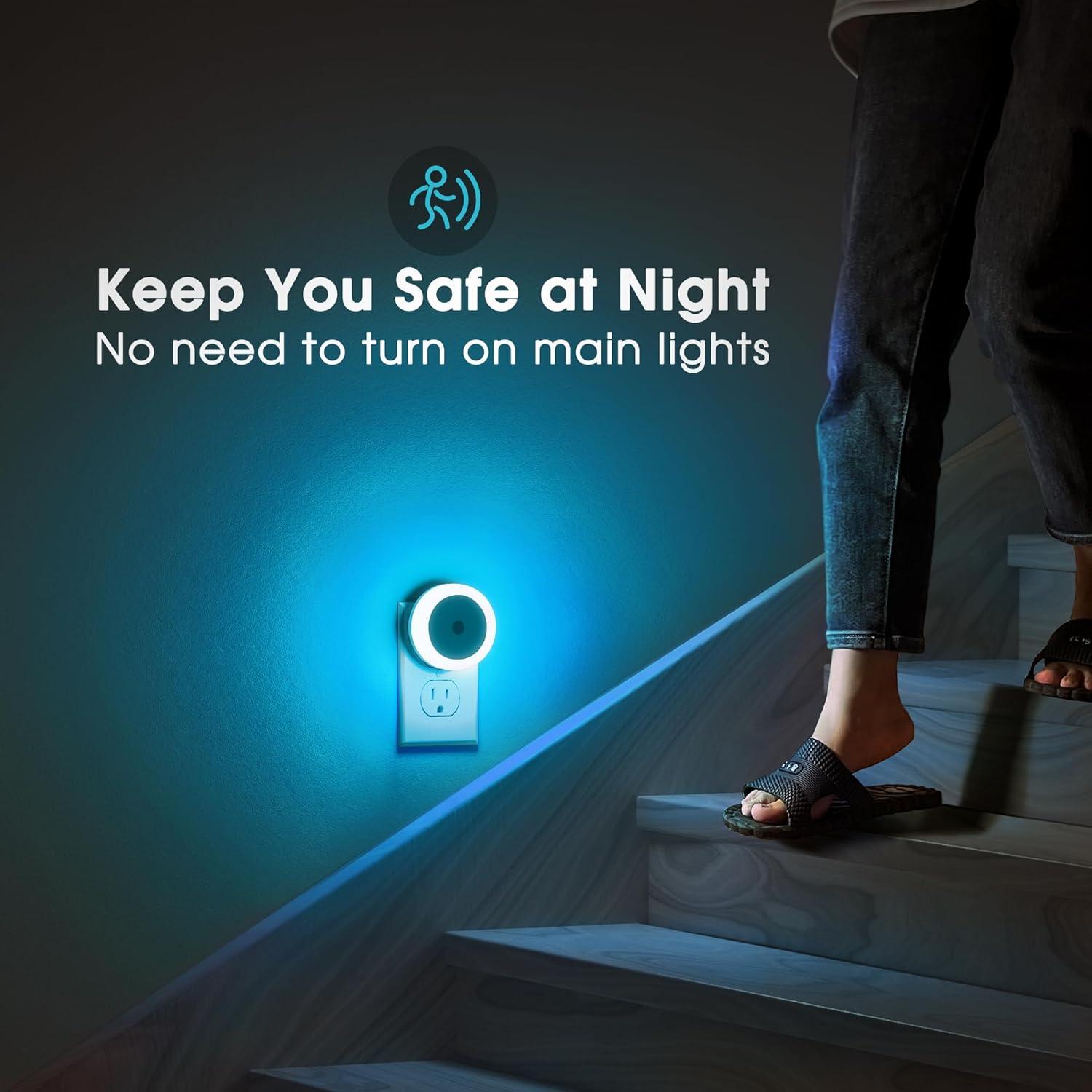 Luces Nocturnas LED Briignite Azul Cielo 4 Pack con Sensor