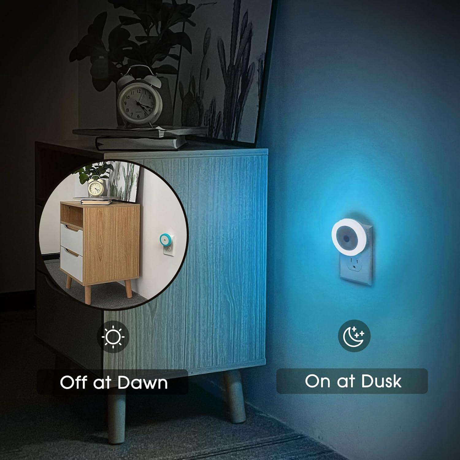 Luces Nocturnas LED Briignite Azul Cielo 4 Pack con Sensor