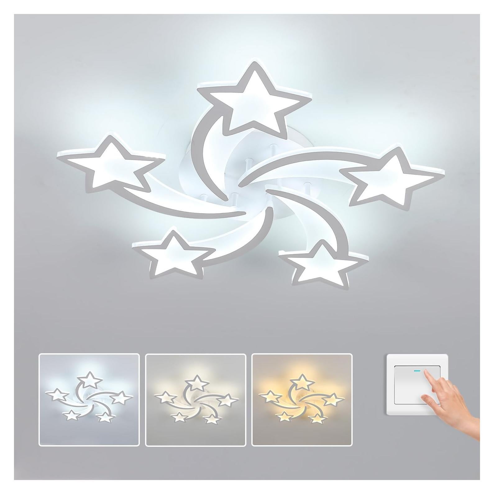 Luz de Techo Goeco Kids Estrella LED 50W 3 Modos 67cm