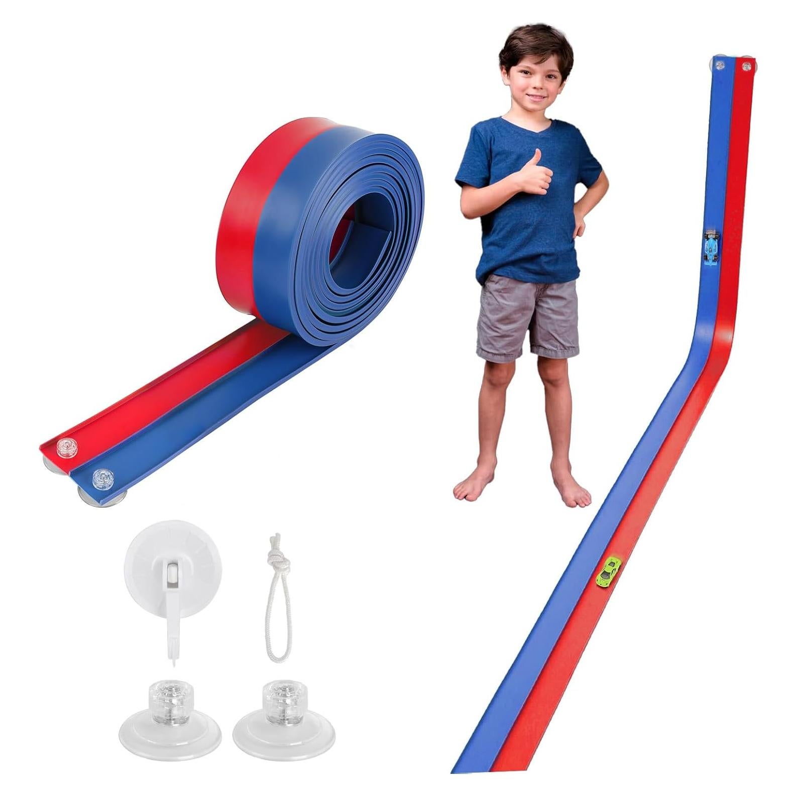 Juego de Pista de Carreras Flexible LEEUDCOI 4.57 m Azul y Rojo