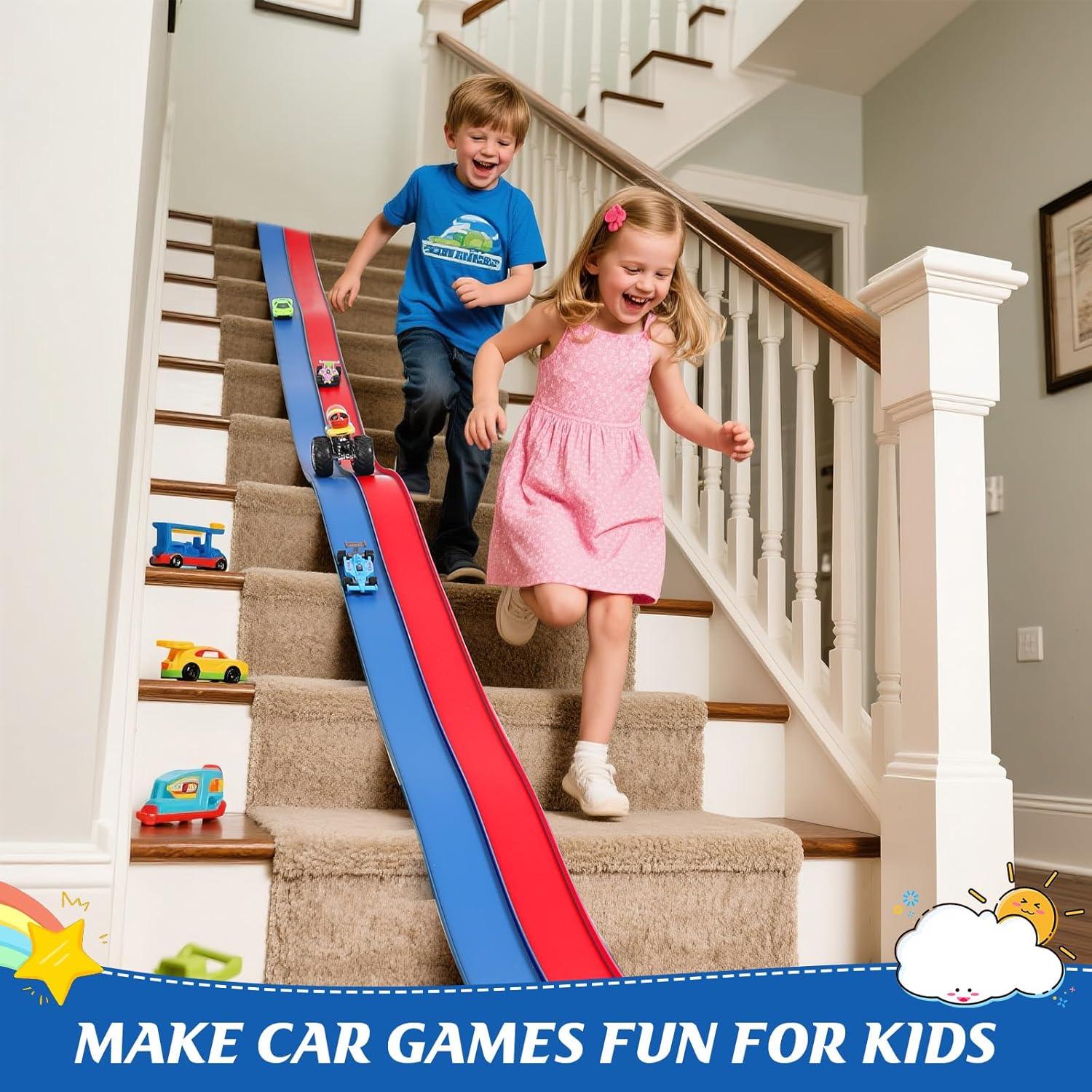 Juego de Pista de Carreras Flexible LEEUDCOI 4.57 m Azul y Rojo