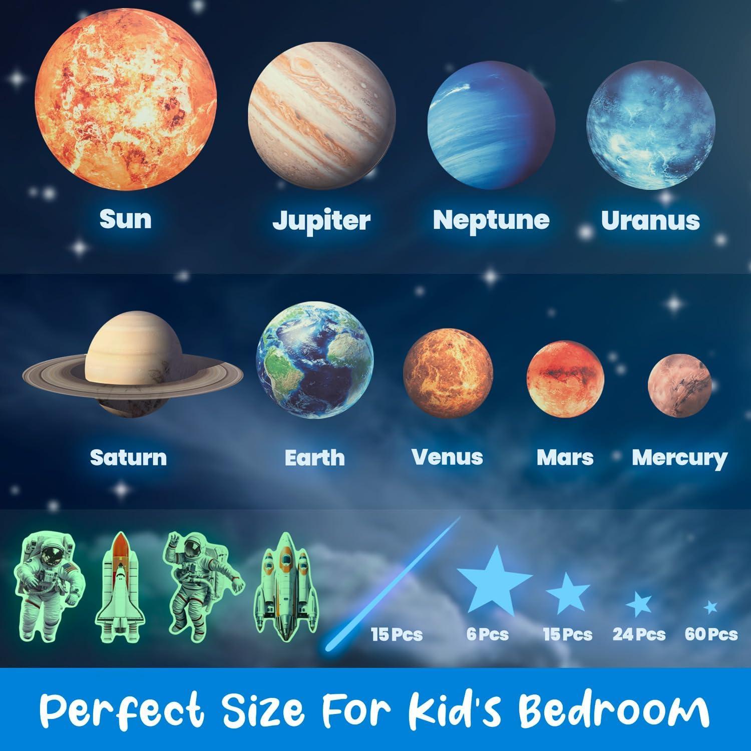 Pegatinas Brillantes del Sistema Solar - LiderStar Astronauta