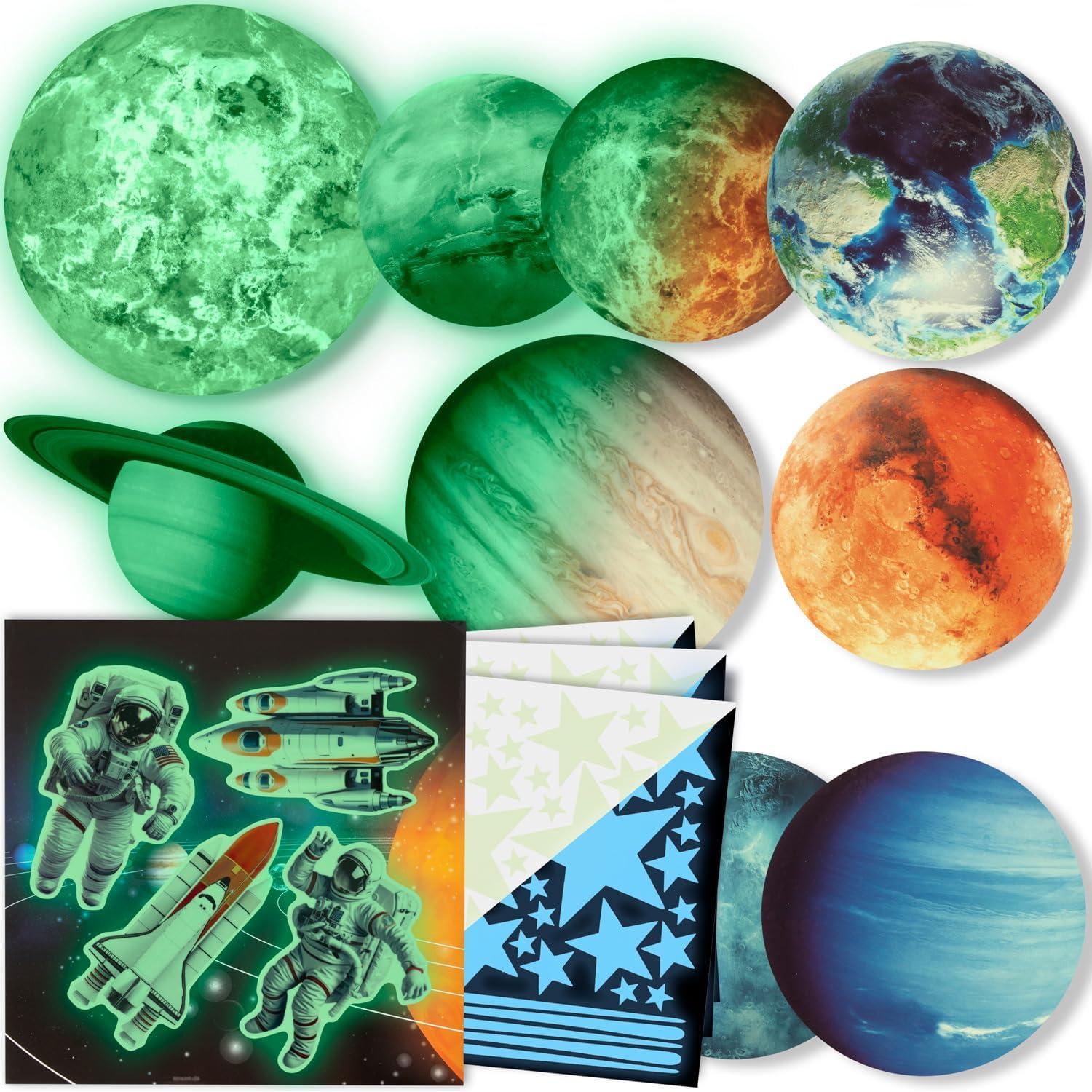 Pegatinas Brillantes del Sistema Solar - LiderStar Astronauta