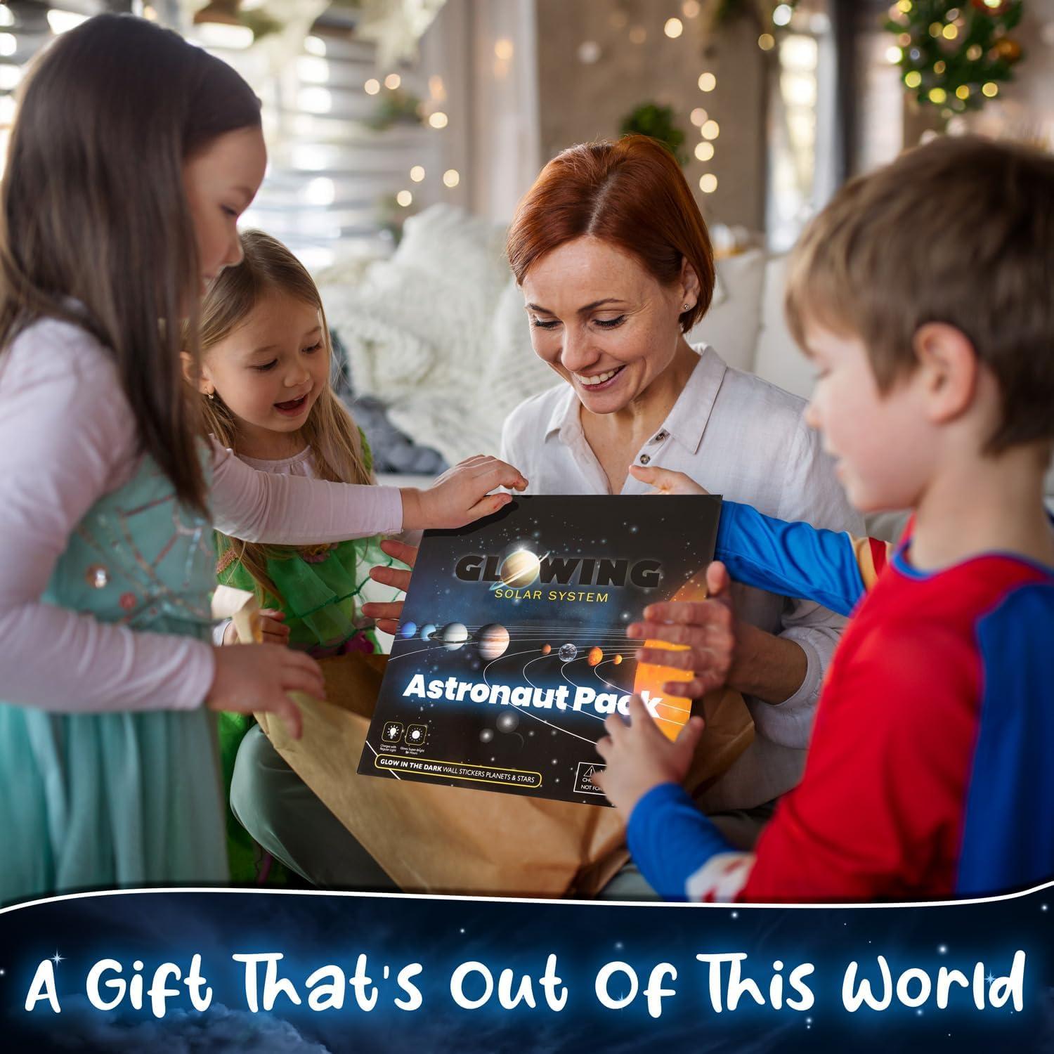 Pegatinas Brillantes del Sistema Solar - LiderStar Astronauta