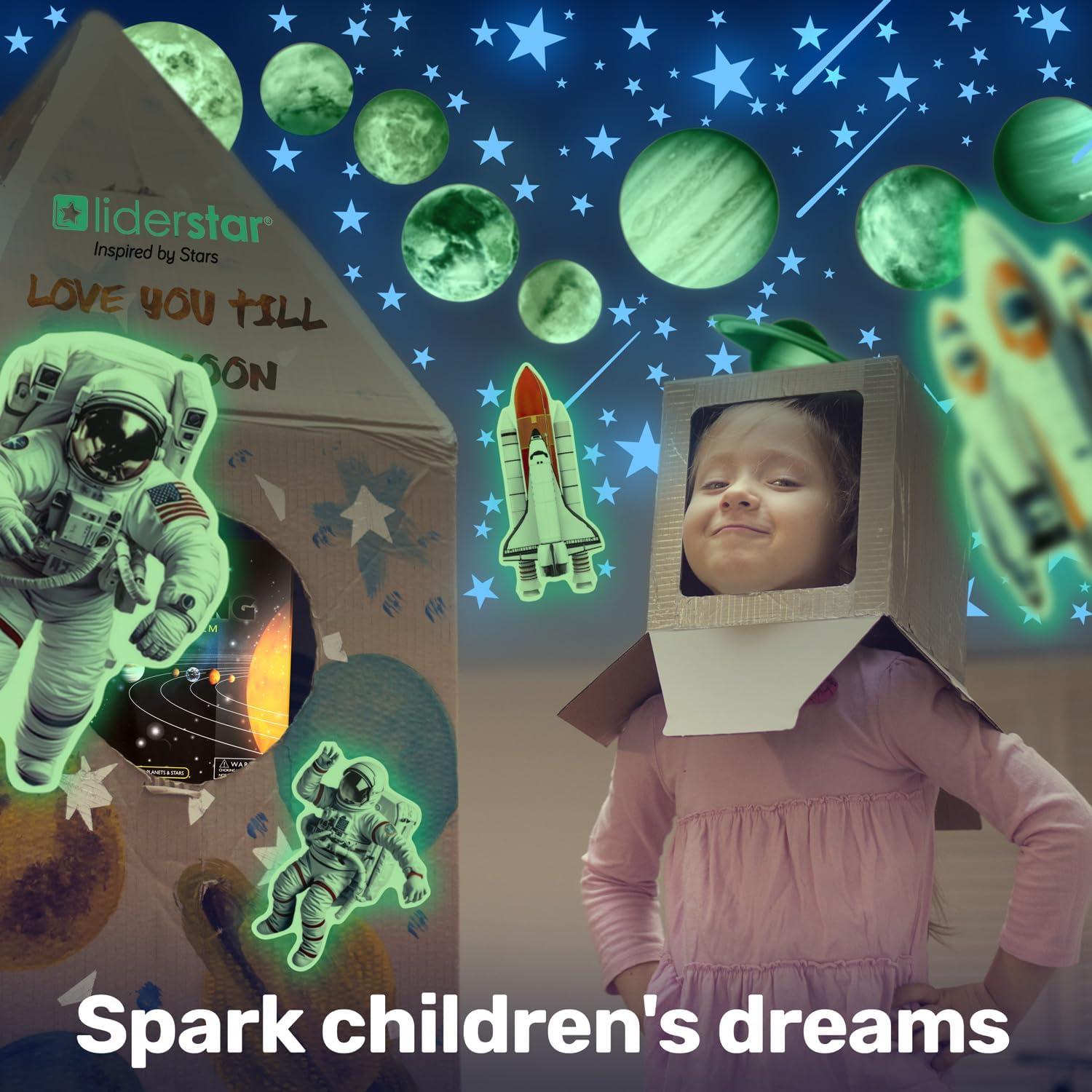 Pegatinas Brillantes del Sistema Solar LiderStar - 28 Piezas