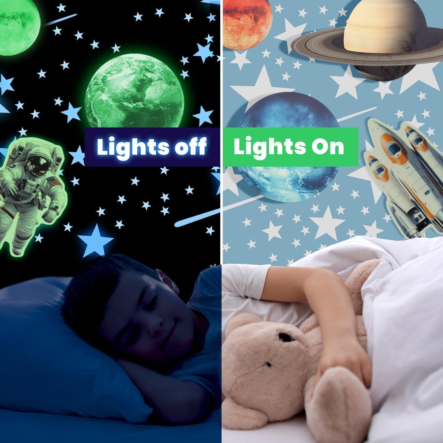 Pegatinas Brillantes del Sistema Solar LiderStar - 28 Piezas