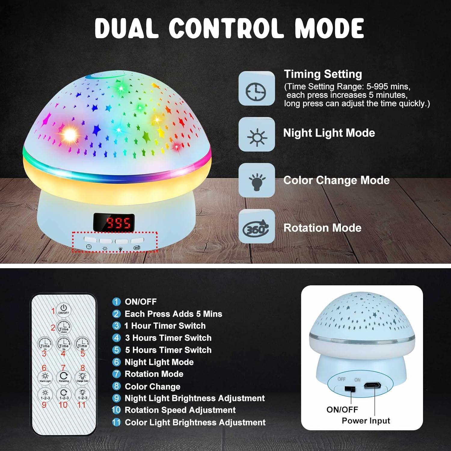 Proyector de Estrellas Jeebuu Hongo Azul Luz Nocturna