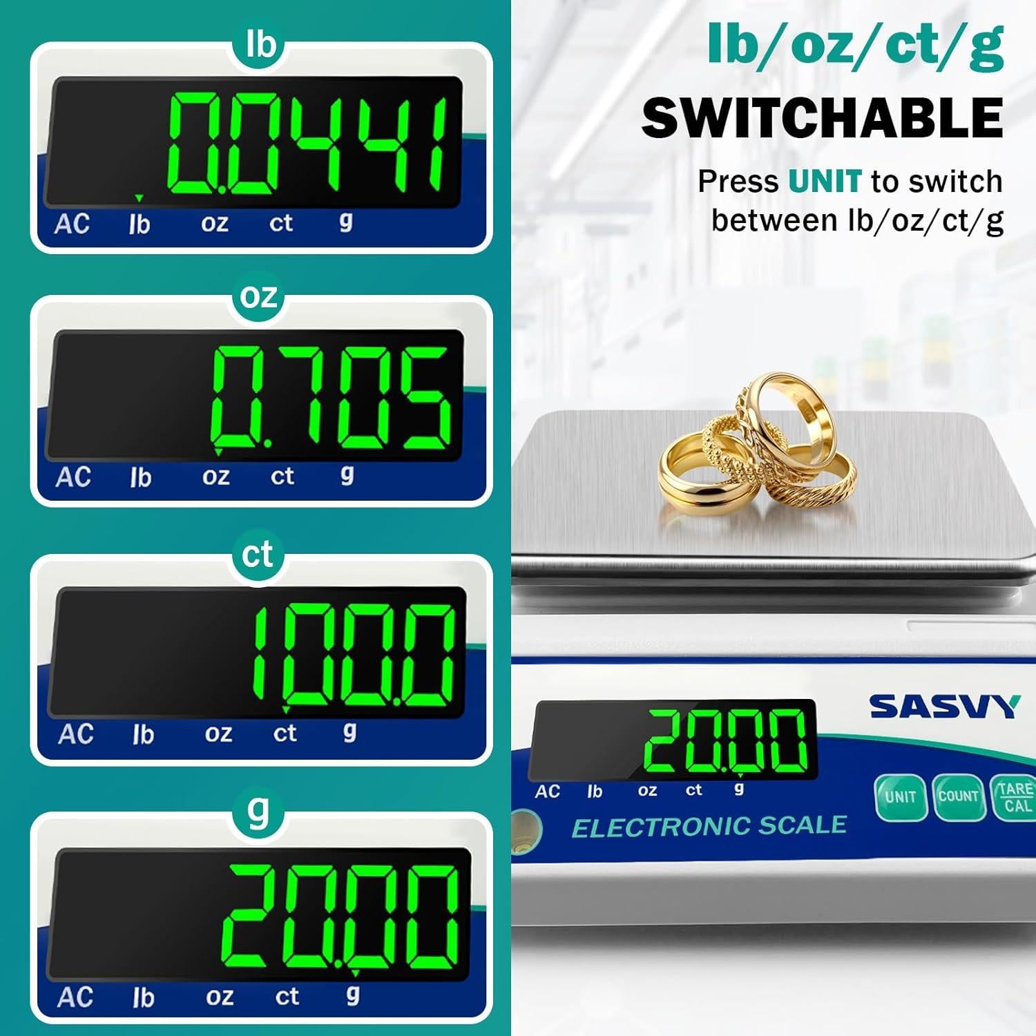 Balanza de Laboratorio Digital SASVY 5000g x 0.01g Alta Precisión