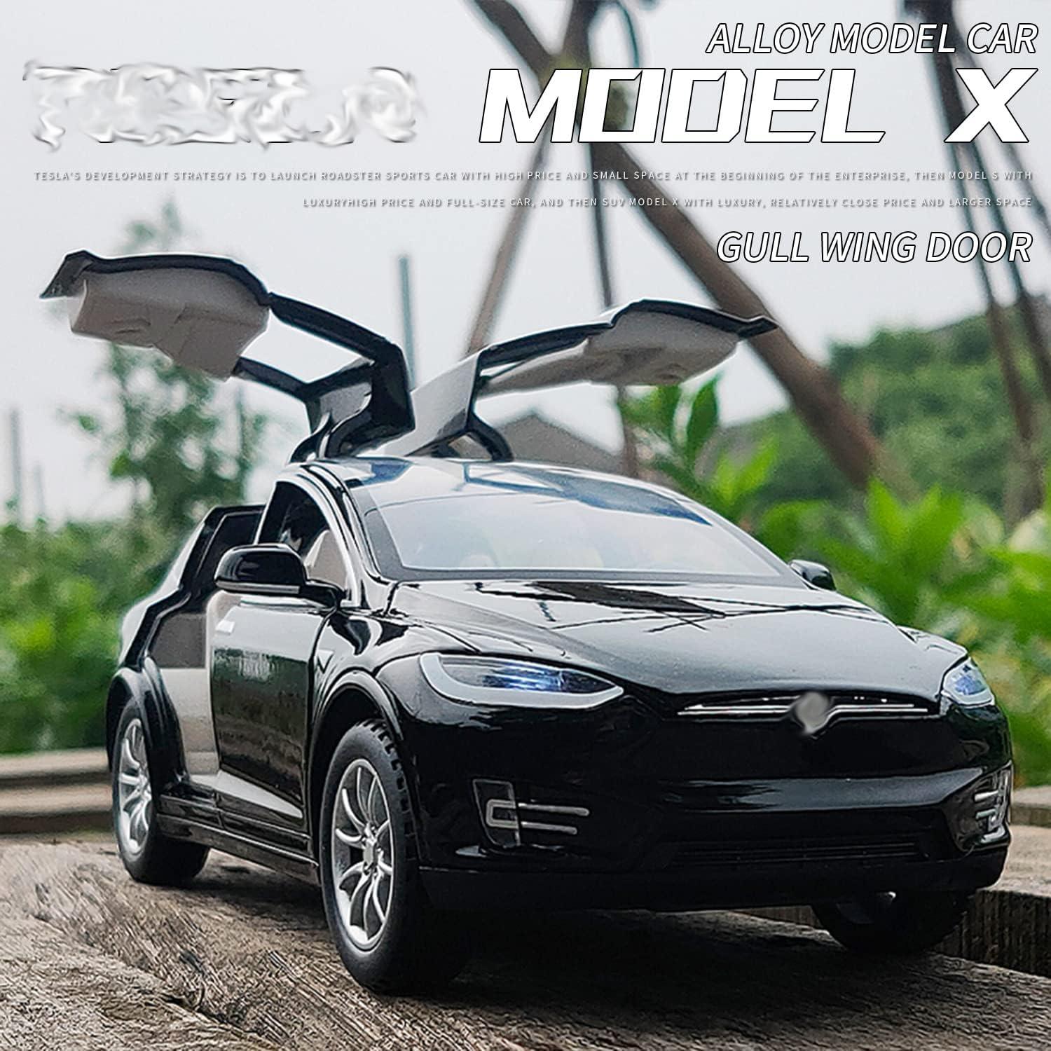 Modelo de Coche Diecast 1:24 Tesla Model X Negro con Luz y Sonido