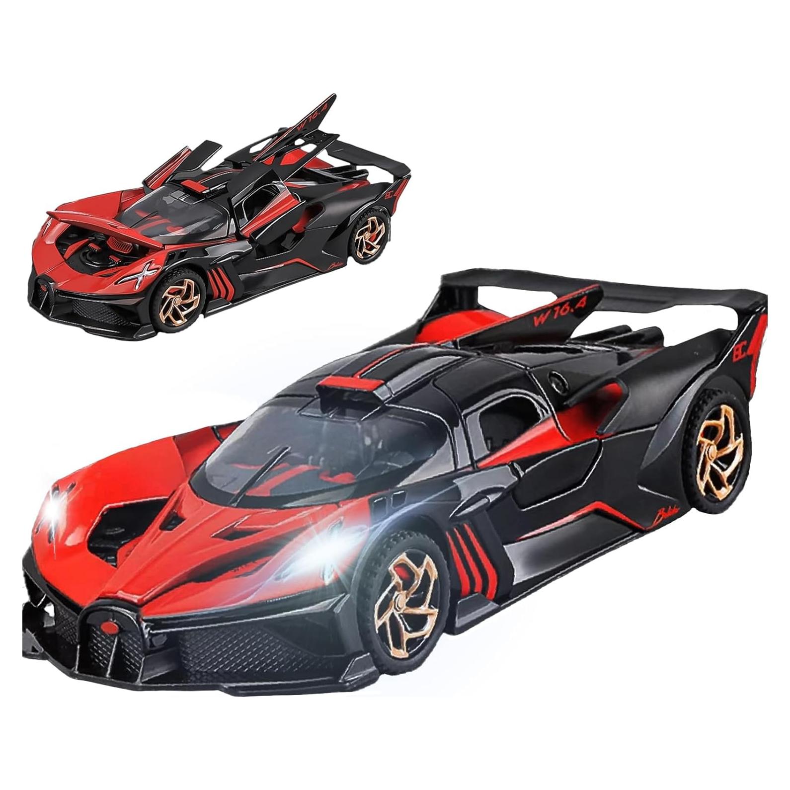 Bugatti Toy Cars Compatible for Bugatti Bolide Cars Toy Model Car Alloy 1:32 Diecast Collect Car Toy with Lights and Music, Pull Back for Kids Boys Festival Gift（Blue）