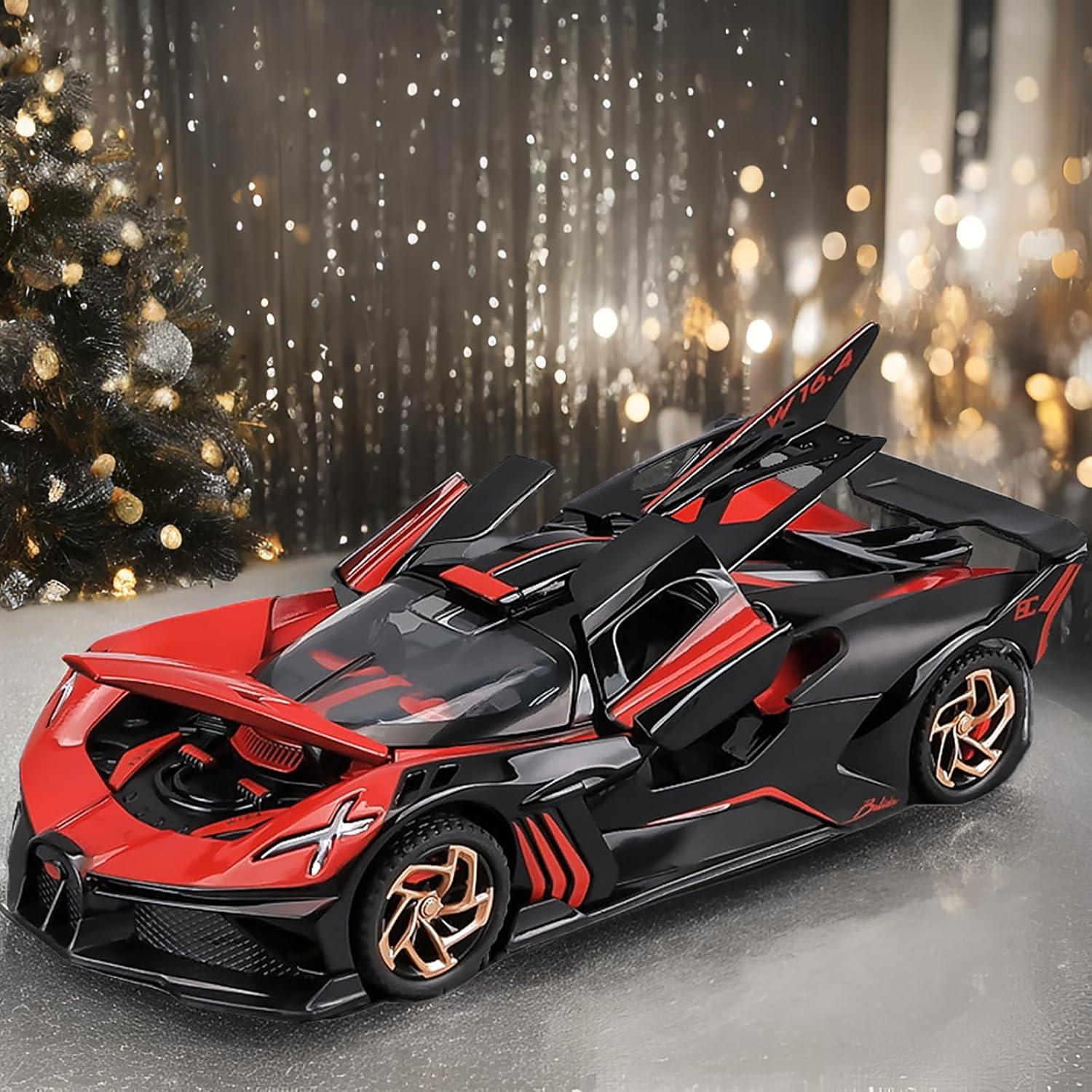 Bugatti Toy Cars Compatible for Bugatti Bolide Cars Toy Model Car Alloy 1:32 Diecast Collect Car Toy with Lights and Music, Pull Back for Kids Boys Festival Gift（Blue）