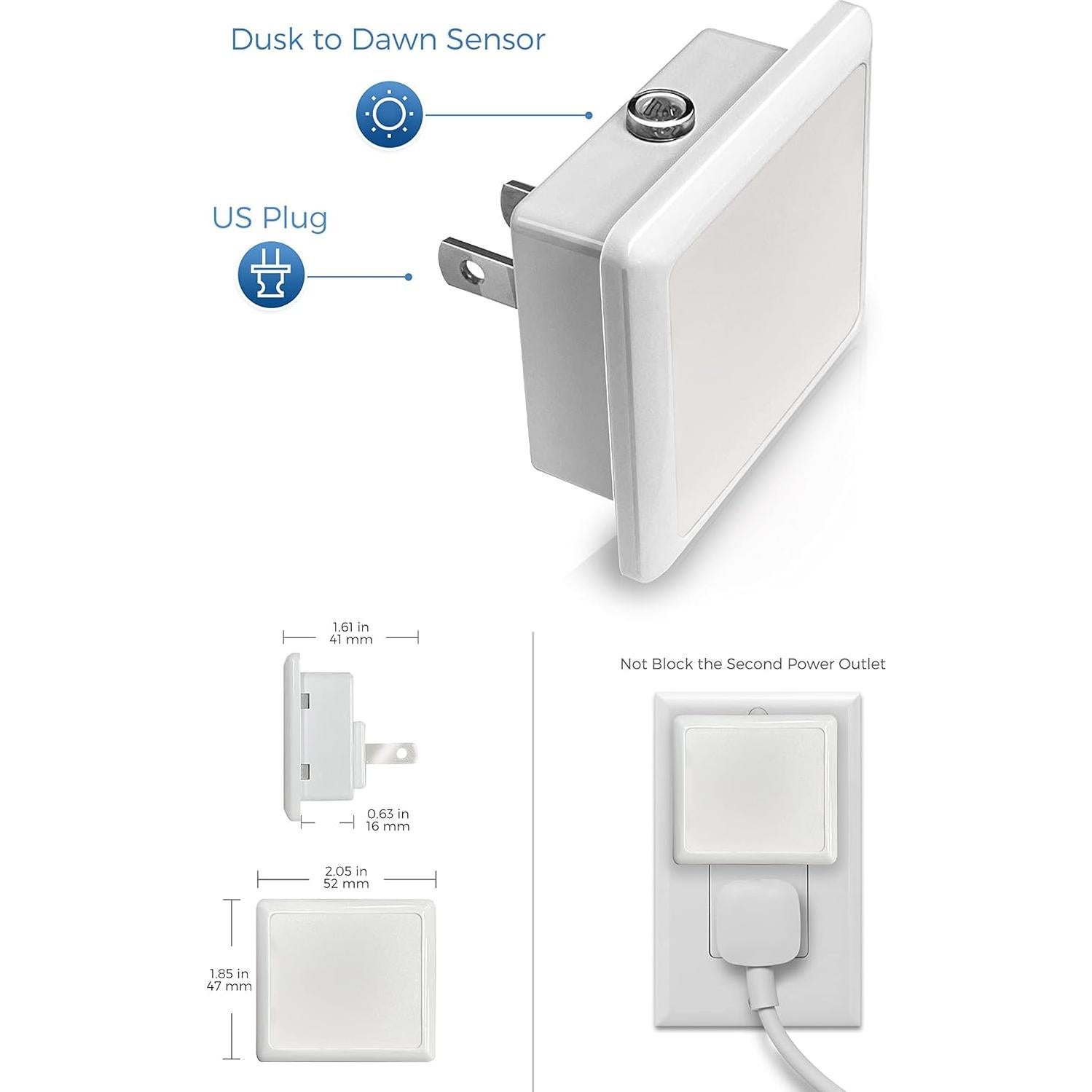 Luz Nocturna LED LOHAS 6-Pack Sensor Crepúsculo 5000K