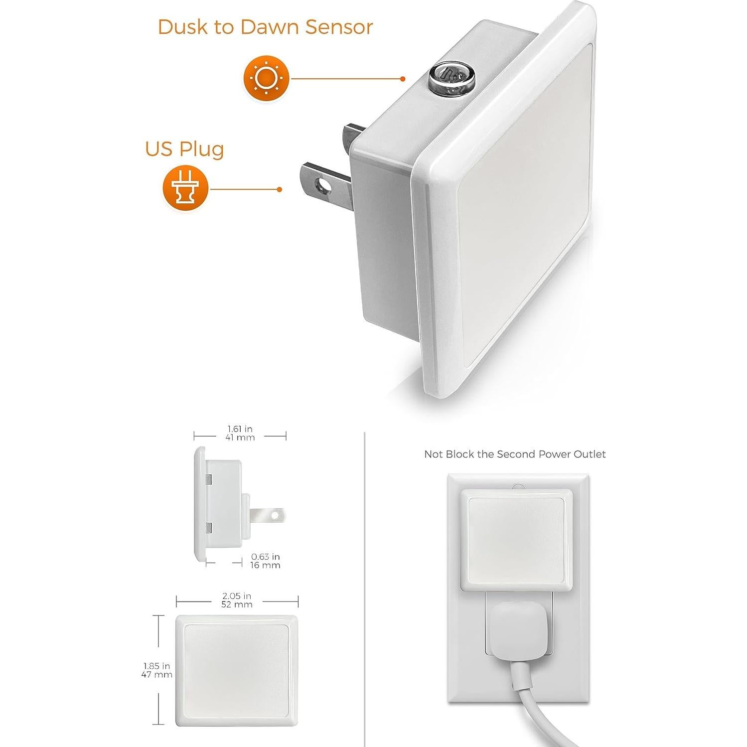 Luz Nocturna LED LOHAS 6-Pack Sensor Crepúsculo 1800K