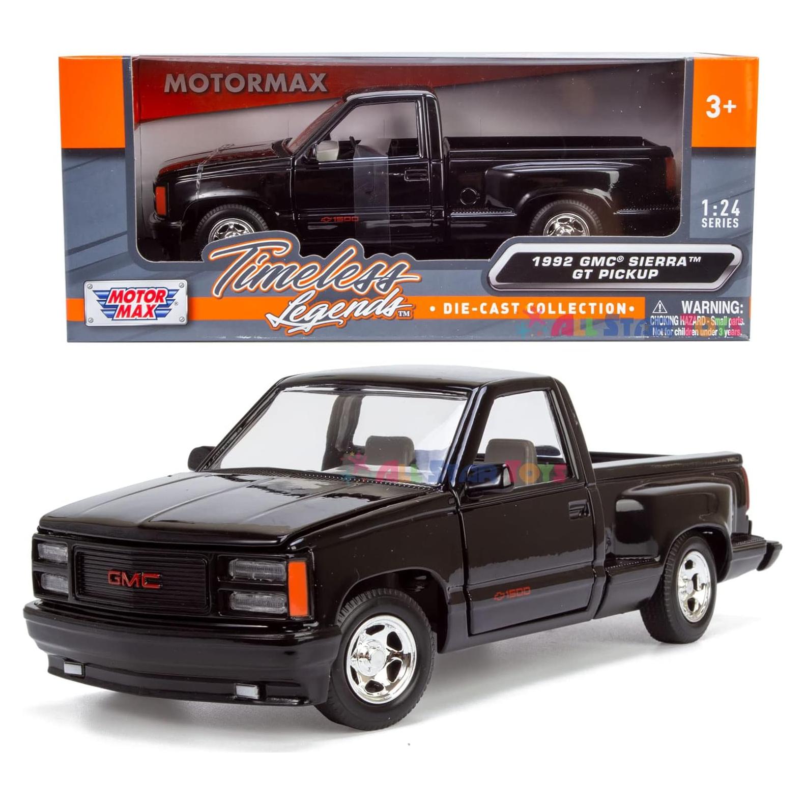 Modelo Diecast Motormax GMC Sierra GT 1992 Negro 1:24