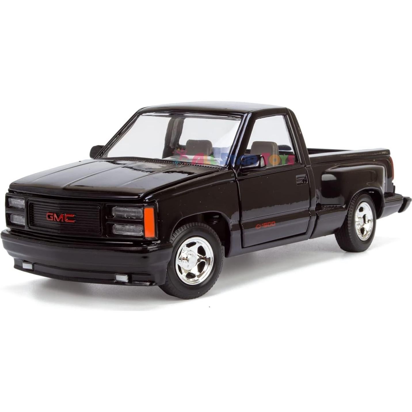 Modelo Diecast Motormax GMC Sierra GT 1992 Negro 1:24