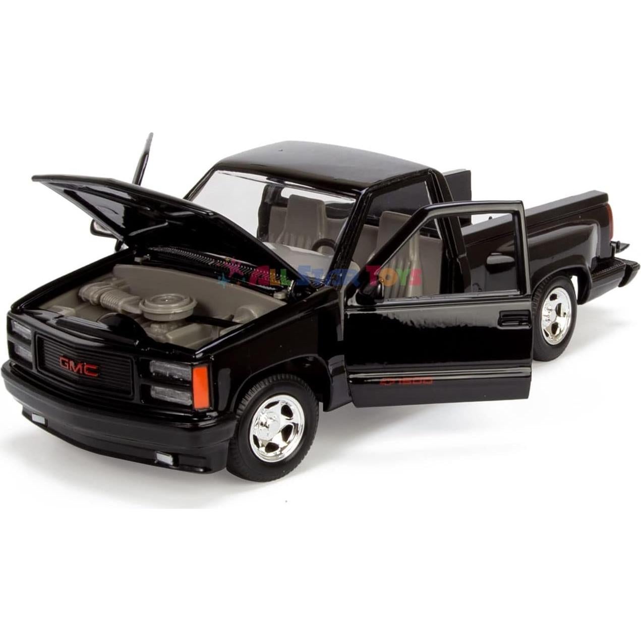 Modelo Diecast Motormax GMC Sierra GT 1992 Negro 1:24