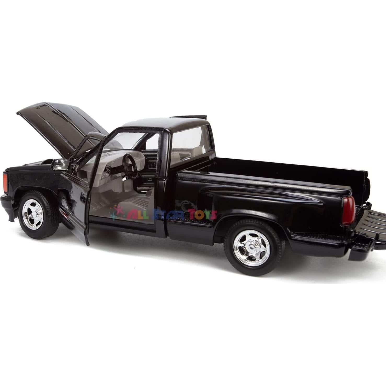 Modelo Diecast Motormax GMC Sierra GT 1992 Negro 1:24