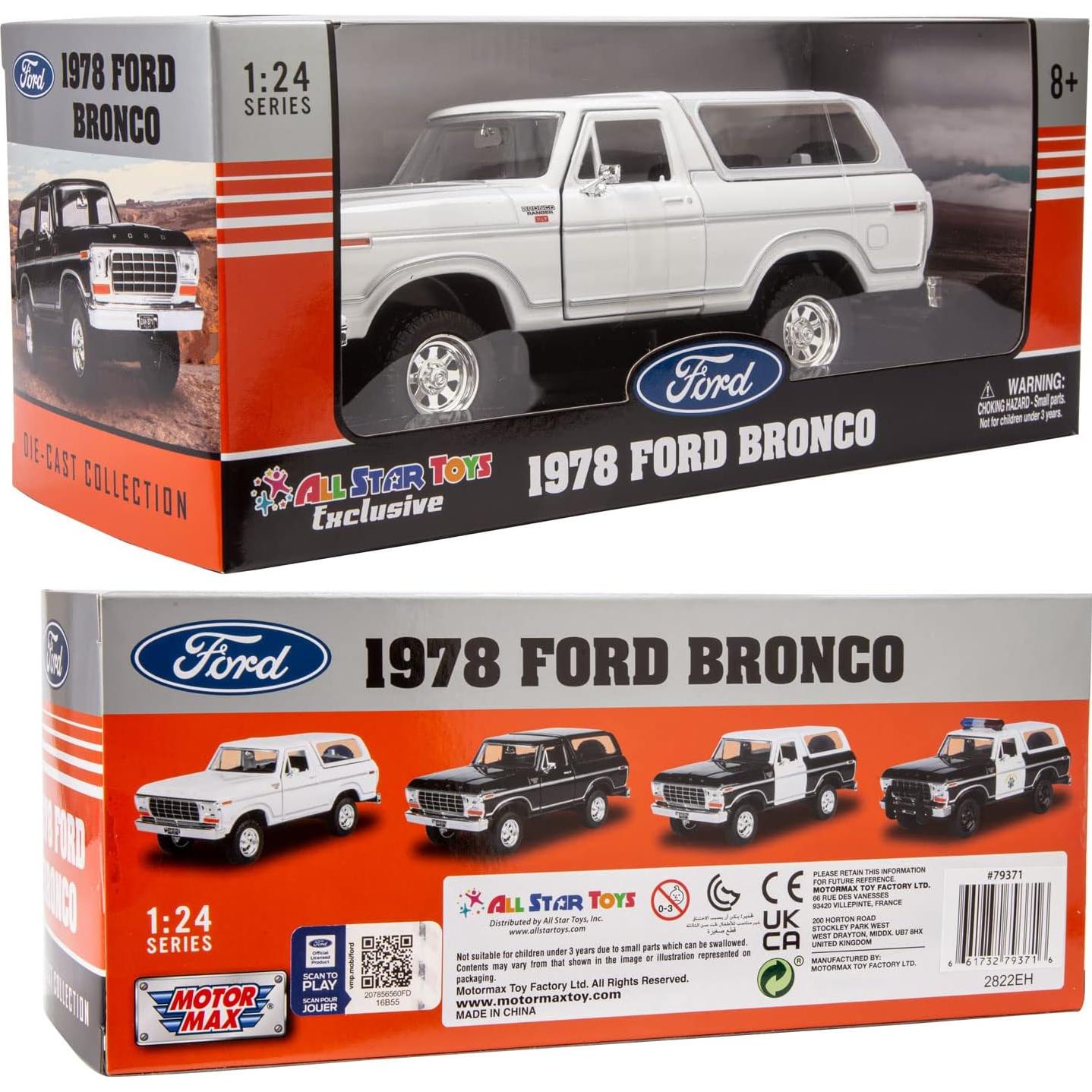 Modelo Diecast Ford Bronco 1978 Motormax Blanco 1:24