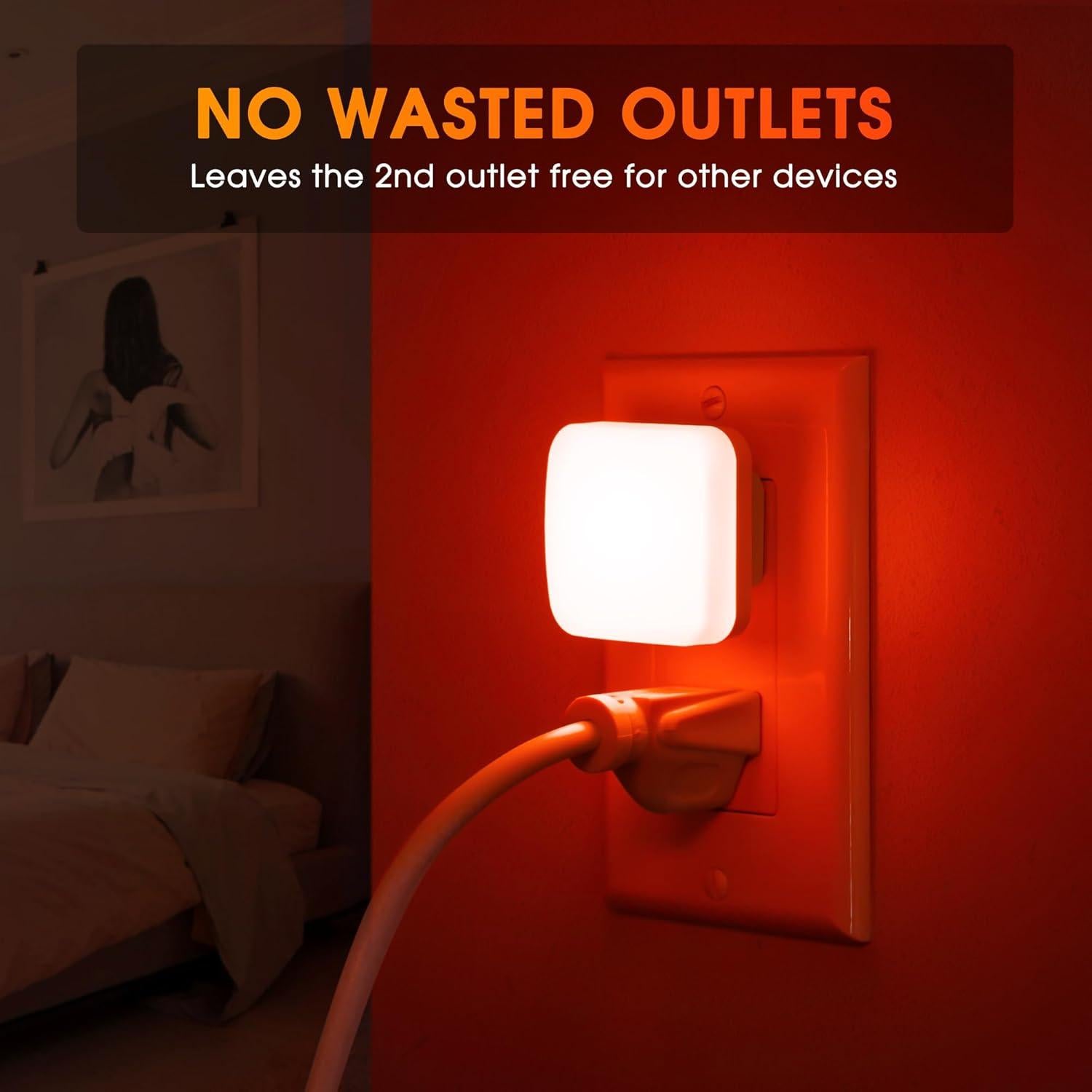 Luz Nocturna LED Briignite Roja con Sensor - Paquete de 2