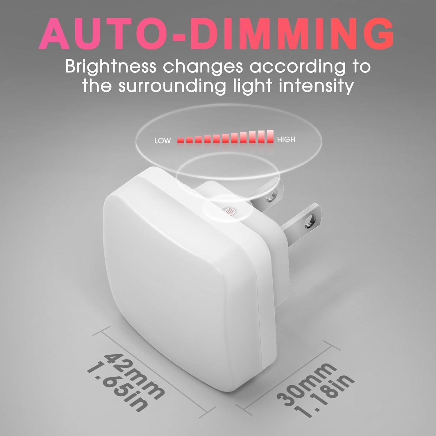 Luz Nocturna LED Briignite Roja con Sensor - Paquete de 2