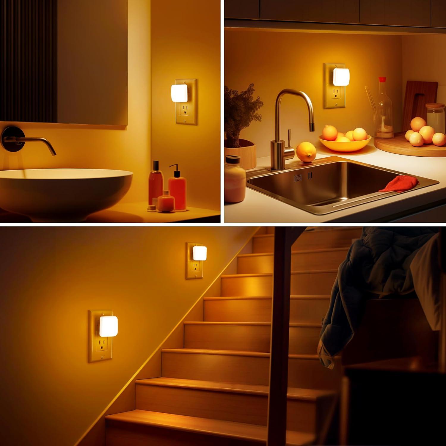 Luz Nocturna LED Briignite Ámbar 2 Paquete con Sensor