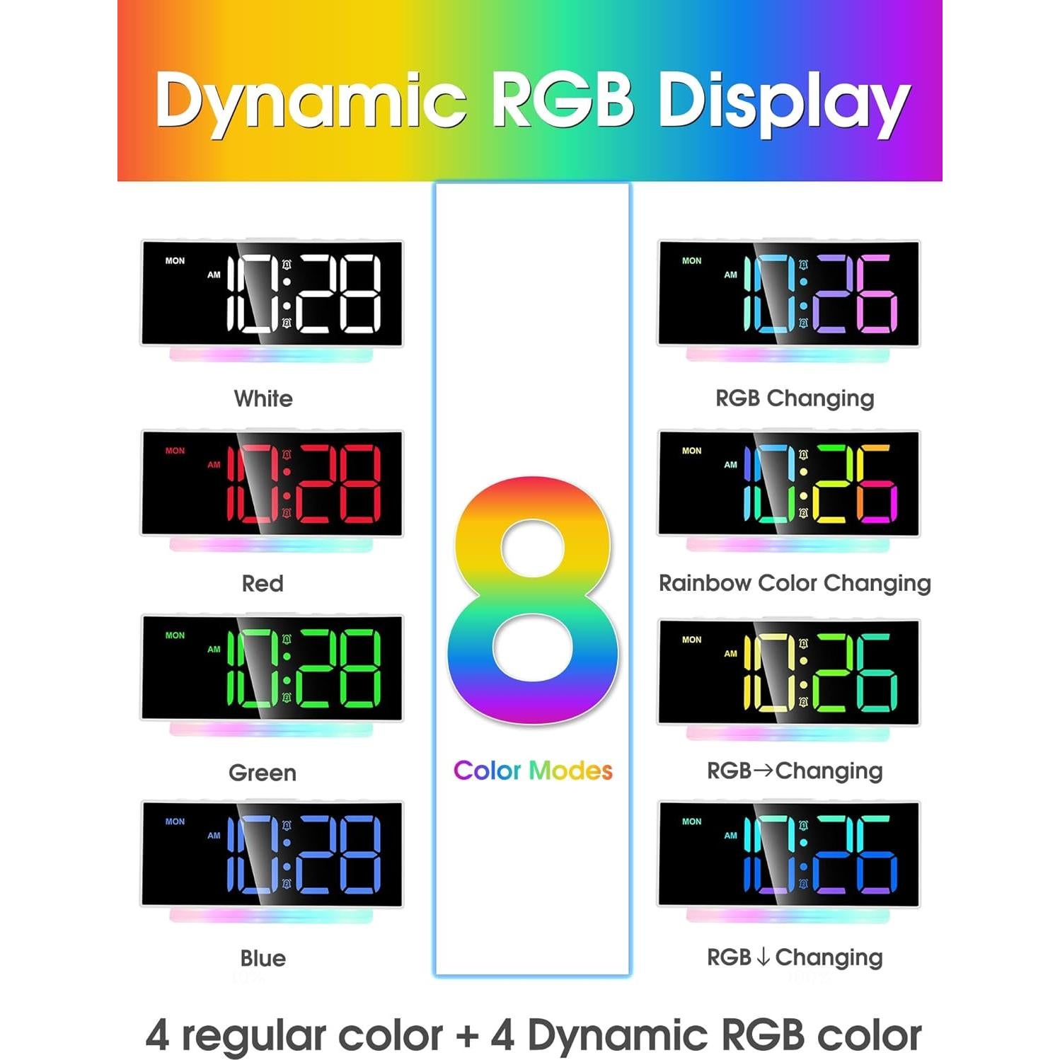 Reloj Despertador Ruidoso Cadmos LED Grande con Luz RGB