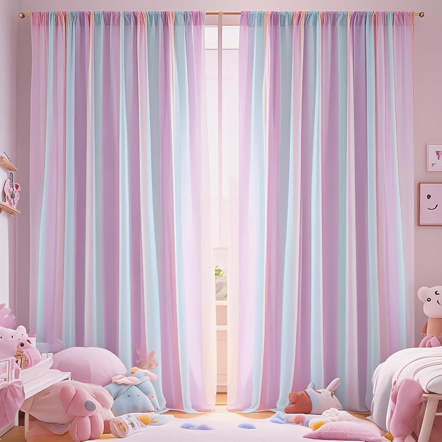 Cortinas Transparentes Eimilaly Arcoíris con Luces 2 Paneles