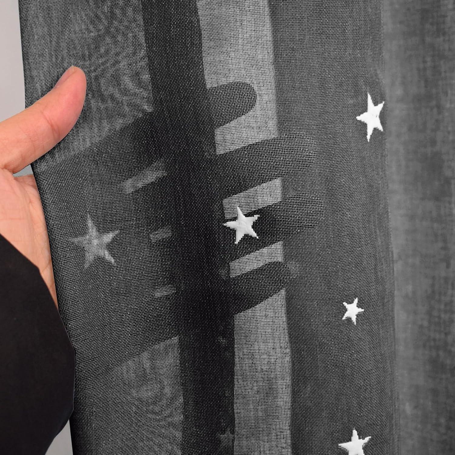 Cortinas Transparentes Eimilaly 84 cm con Estrellas Brillantes