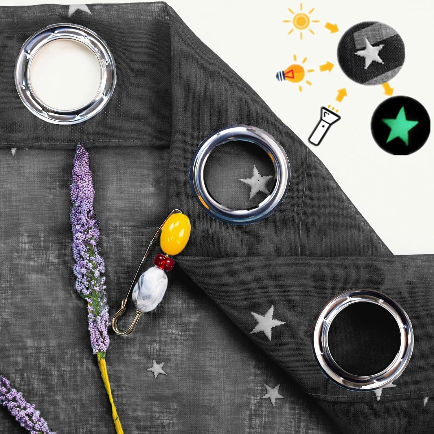 Cortinas Transparentes Eimilaly 84 cm con Estrellas Brillantes