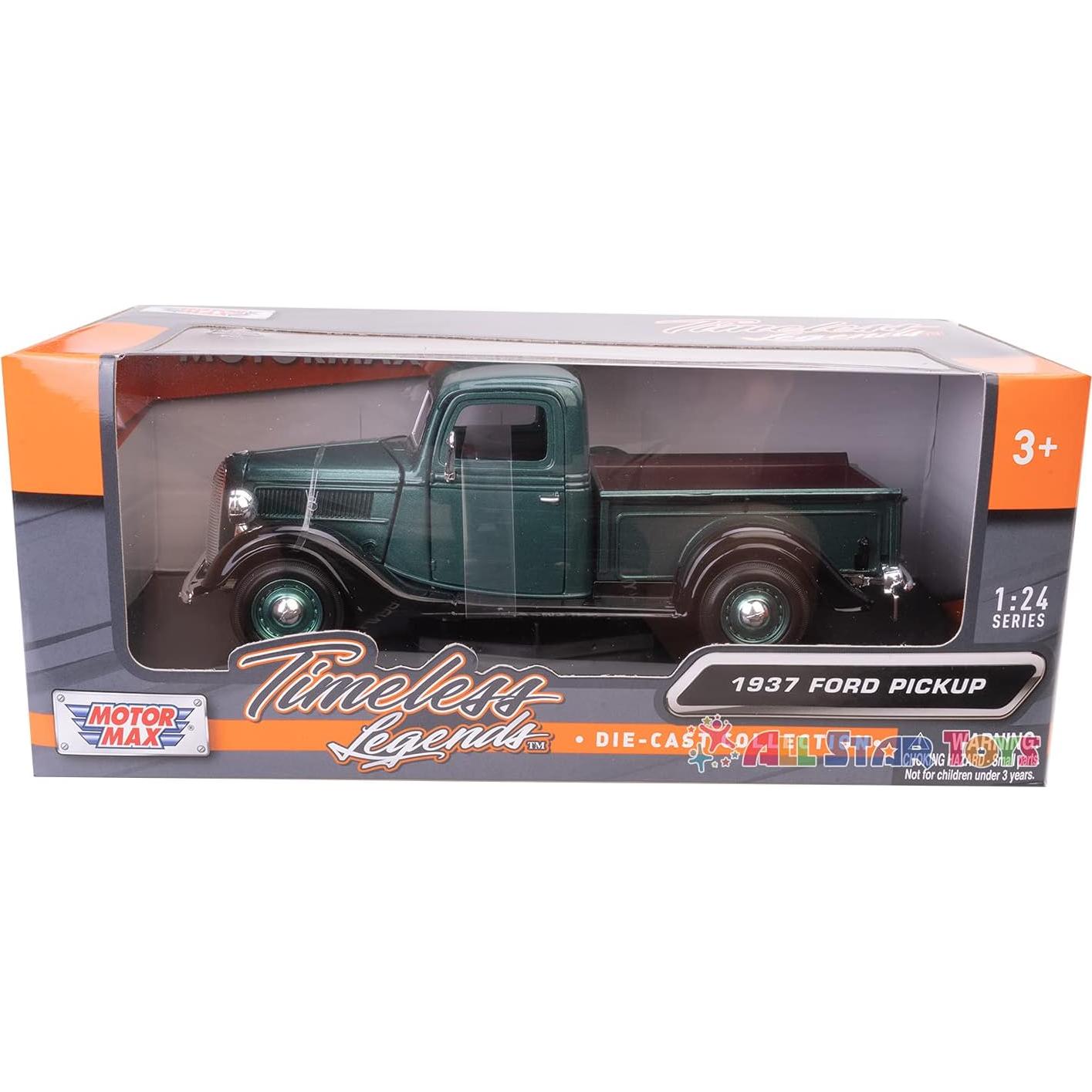 Modelo Diecast Motormax Ford Pickup 1937 Verde 1:24