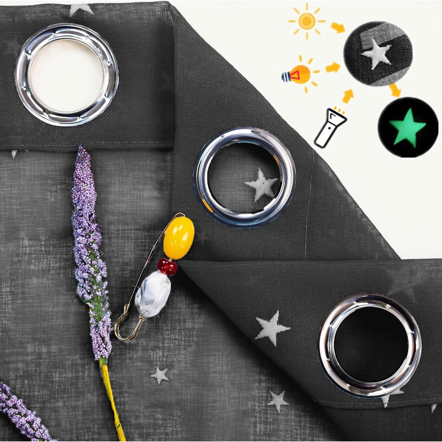 Cortinas Transparentes Eimilaly 182 cm con Estrellas Brillantes