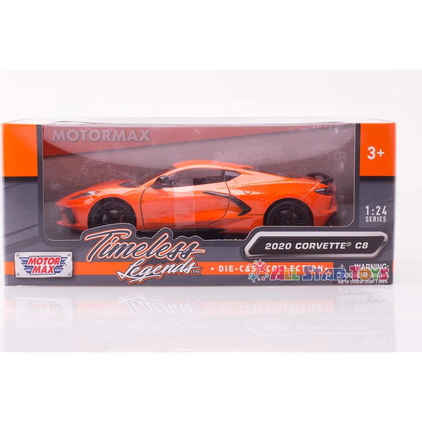Modelo de coche de metal 1/24 Motor Max Corvette C8 2020 Naranja